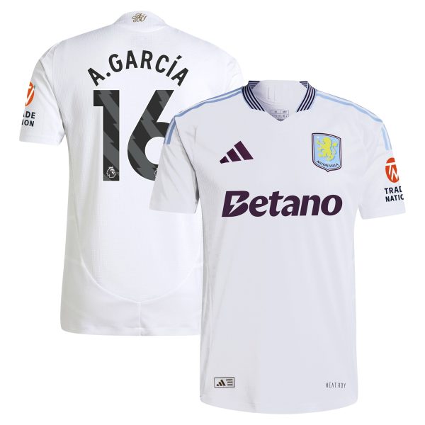 Aston Villa Jerseys - Official aston villa adidas away authentic shirt 2024-25 with a.garcía 16 printing Collection for AVFC Fans