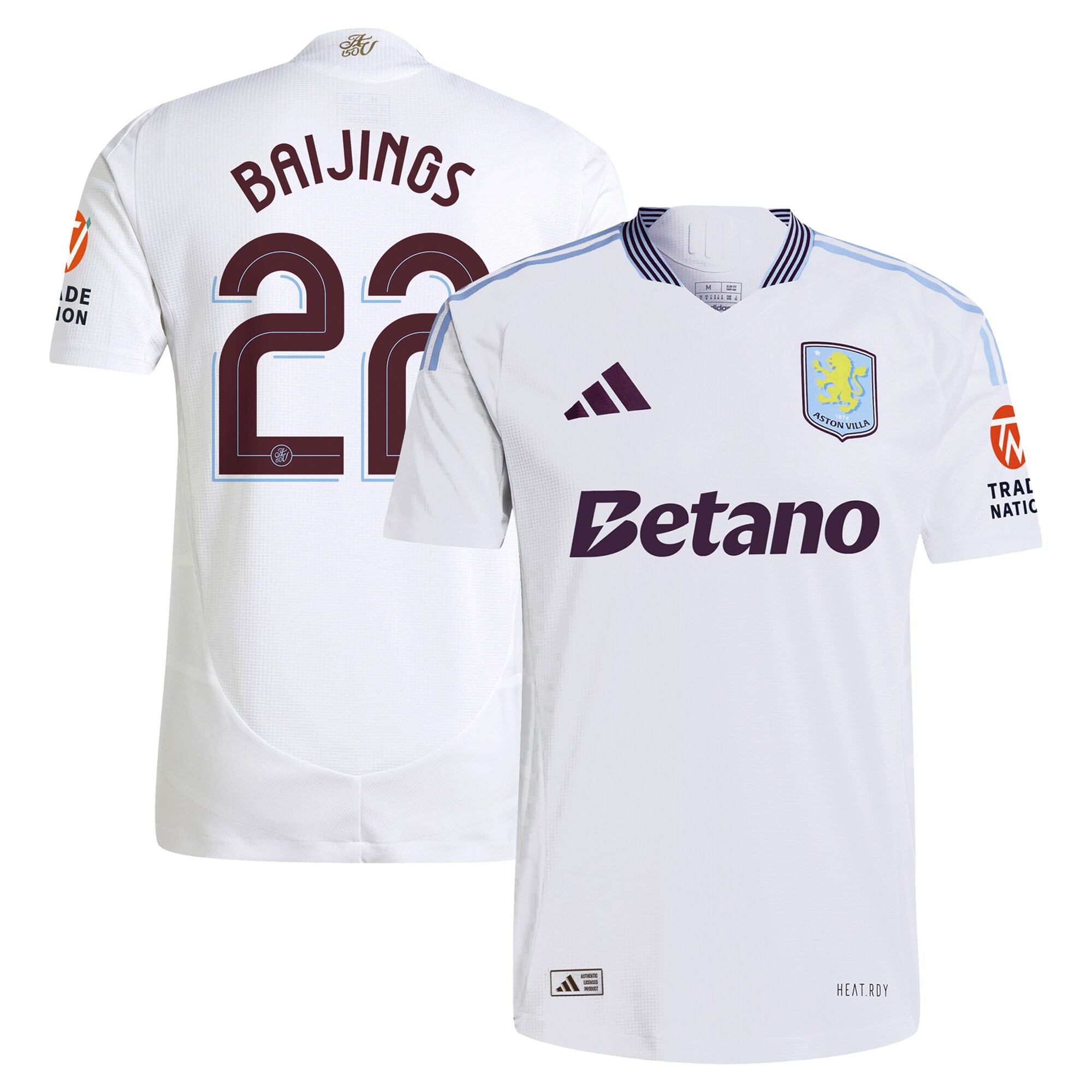 Aston Villa Jerseys - Official aston villa adidas away authentic shirt 2024-25 with baijings 22 cup printing Collection for AVFC Fans
