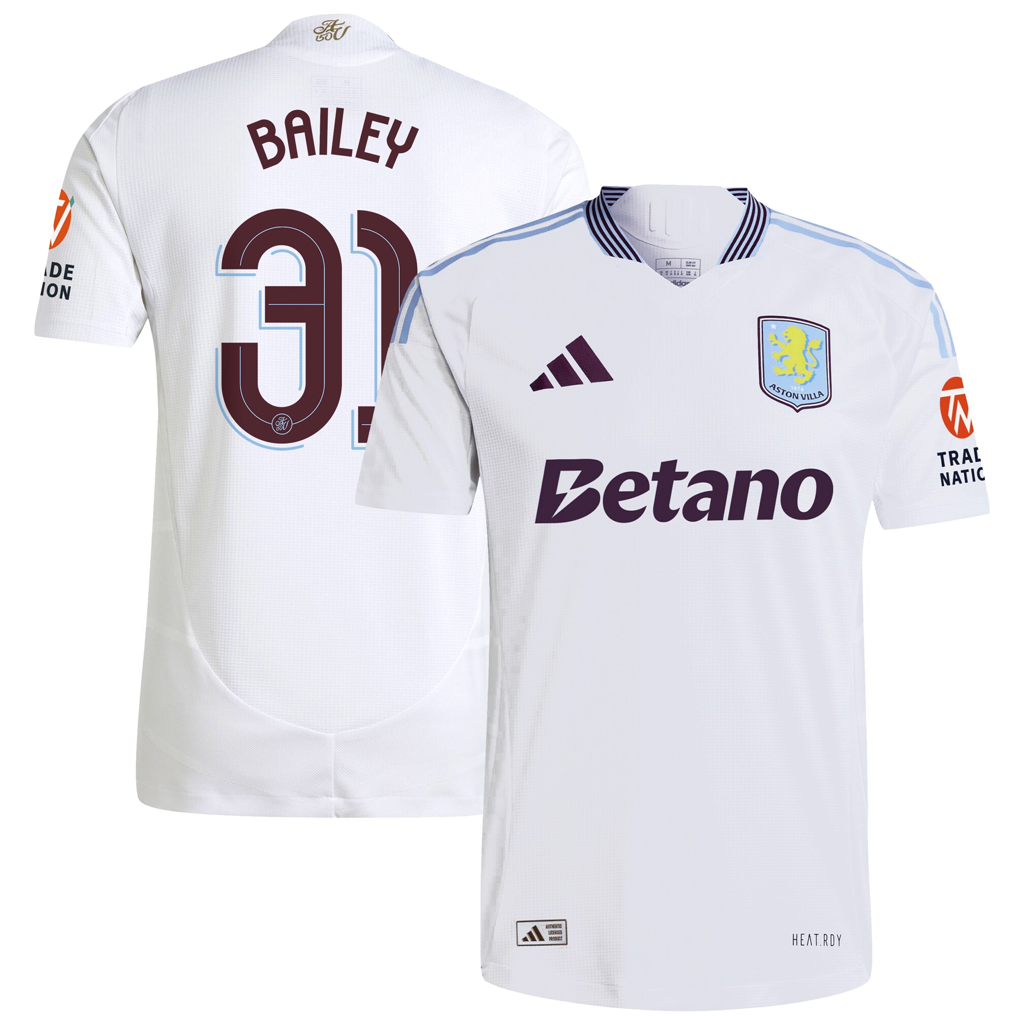 Aston Villa Jerseys - Official aston villa adidas away authentic shirt 2024-25 with bailey 31 cup printing Collection for AVFC Fans