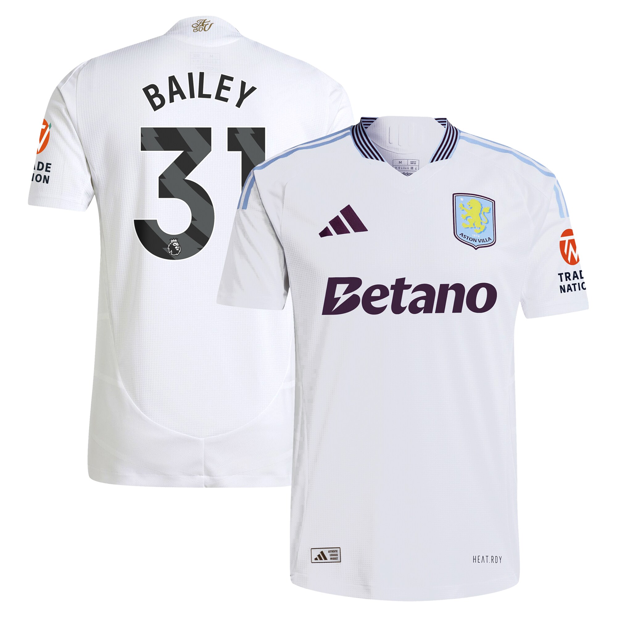 Aston Villa Jerseys - Official aston villa adidas away authentic shirt 2024-25 with bailey 31 printing Collection for AVFC Fans