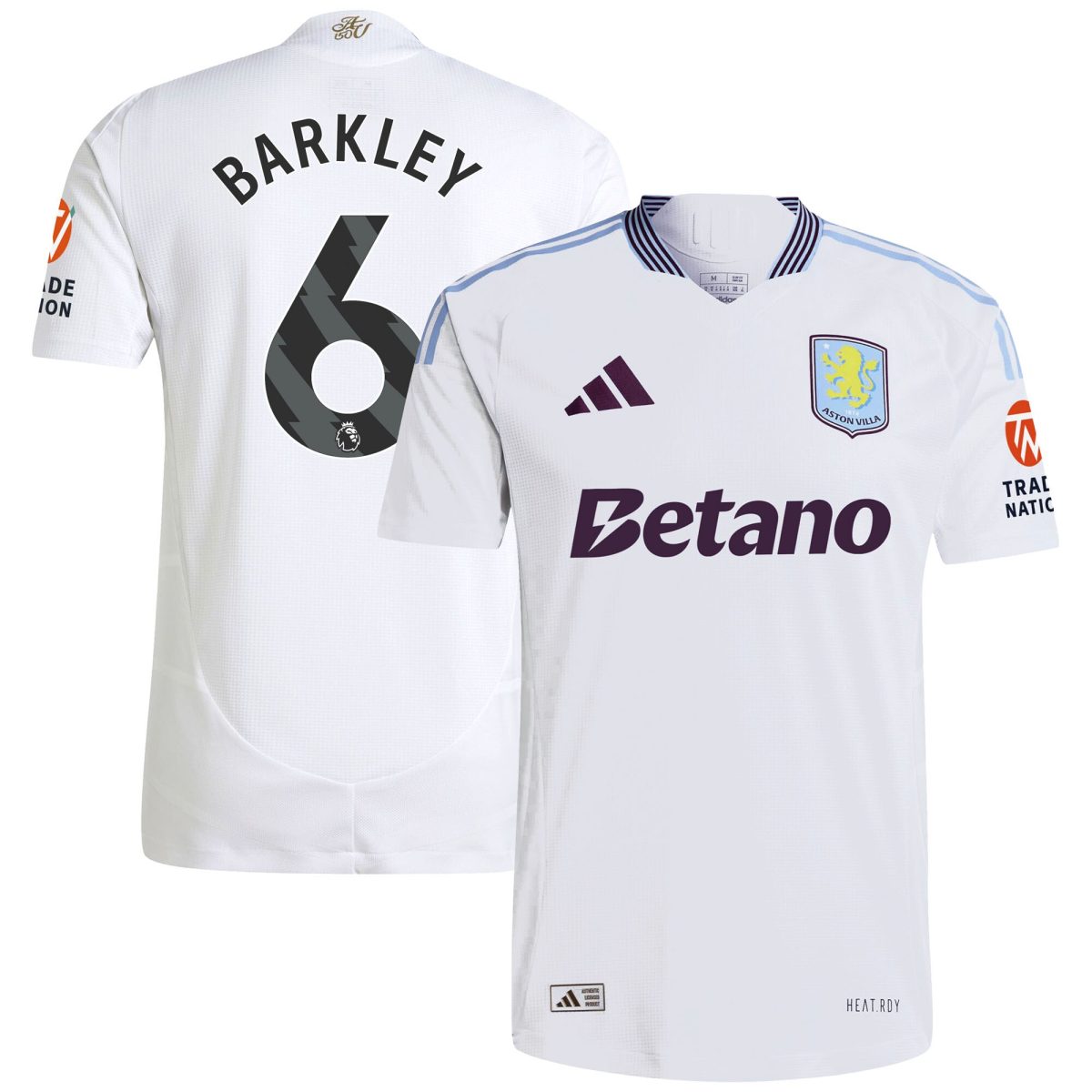 Aston Villa Jerseys - Official aston villa adidas away authentic shirt 2024-25 with barkley 6 printing Collection for AVFC Fans