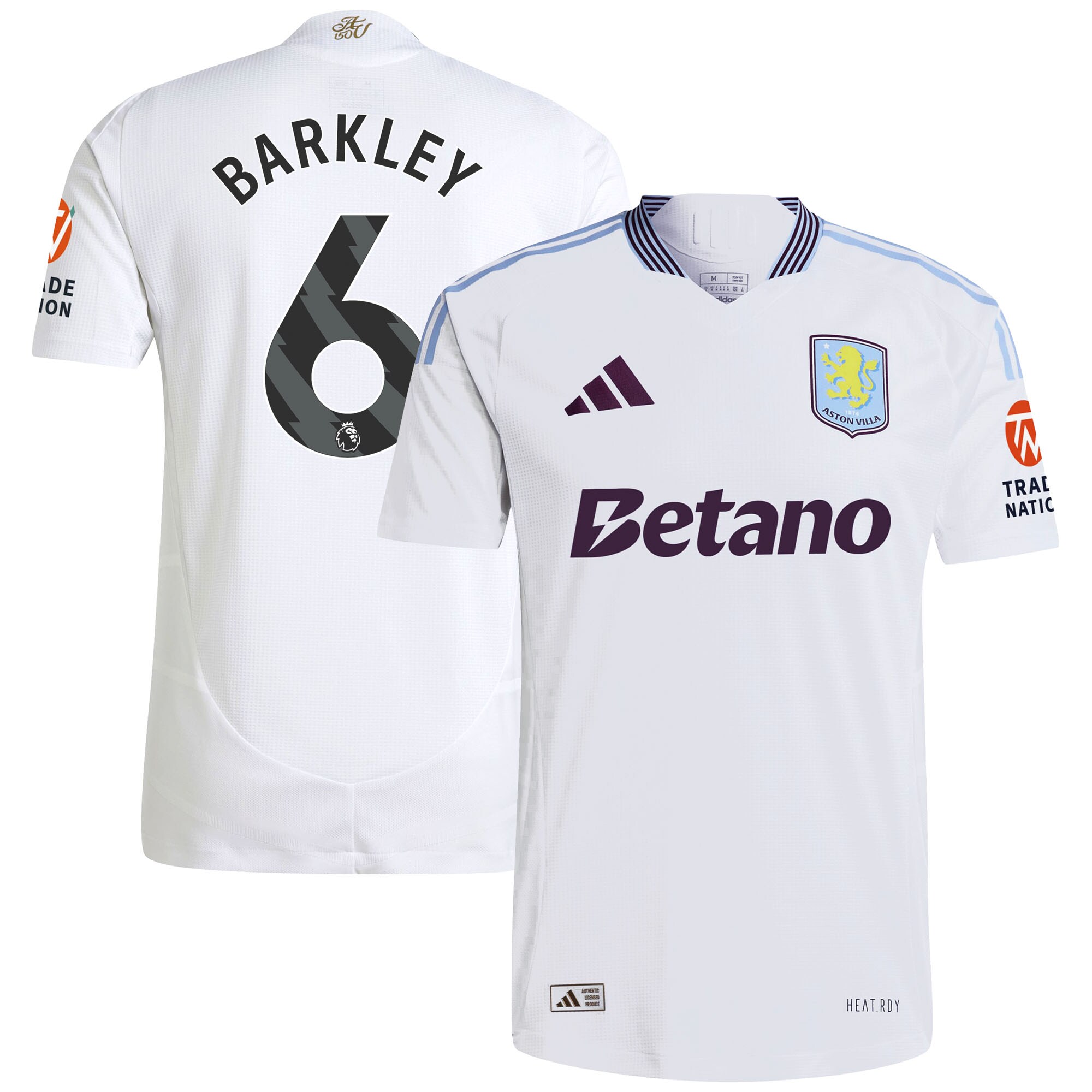 Aston Villa Jerseys - Official aston villa adidas away authentic shirt 2024-25 with barkley 6 printing Collection for AVFC Fans