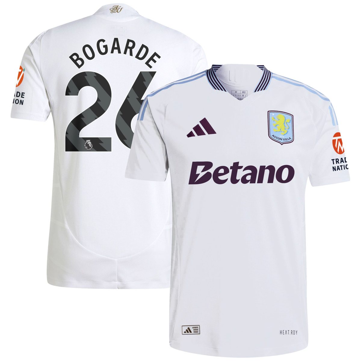 Aston Villa Jerseys - Official aston villa adidas away authentic shirt 2024-25 with bogarde 26 printing Collection for AVFC Fans