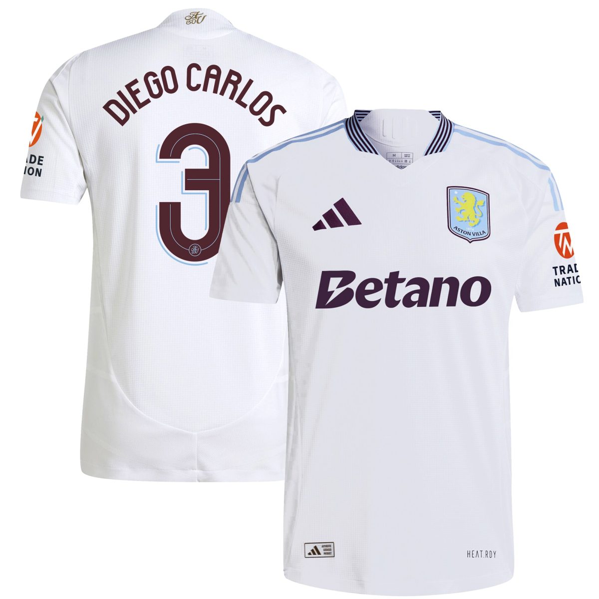 Aston Villa Jerseys - Official aston villa adidas away authentic shirt 2024-25 with diego carlos 3 cup printing Collection for AVFC Fans