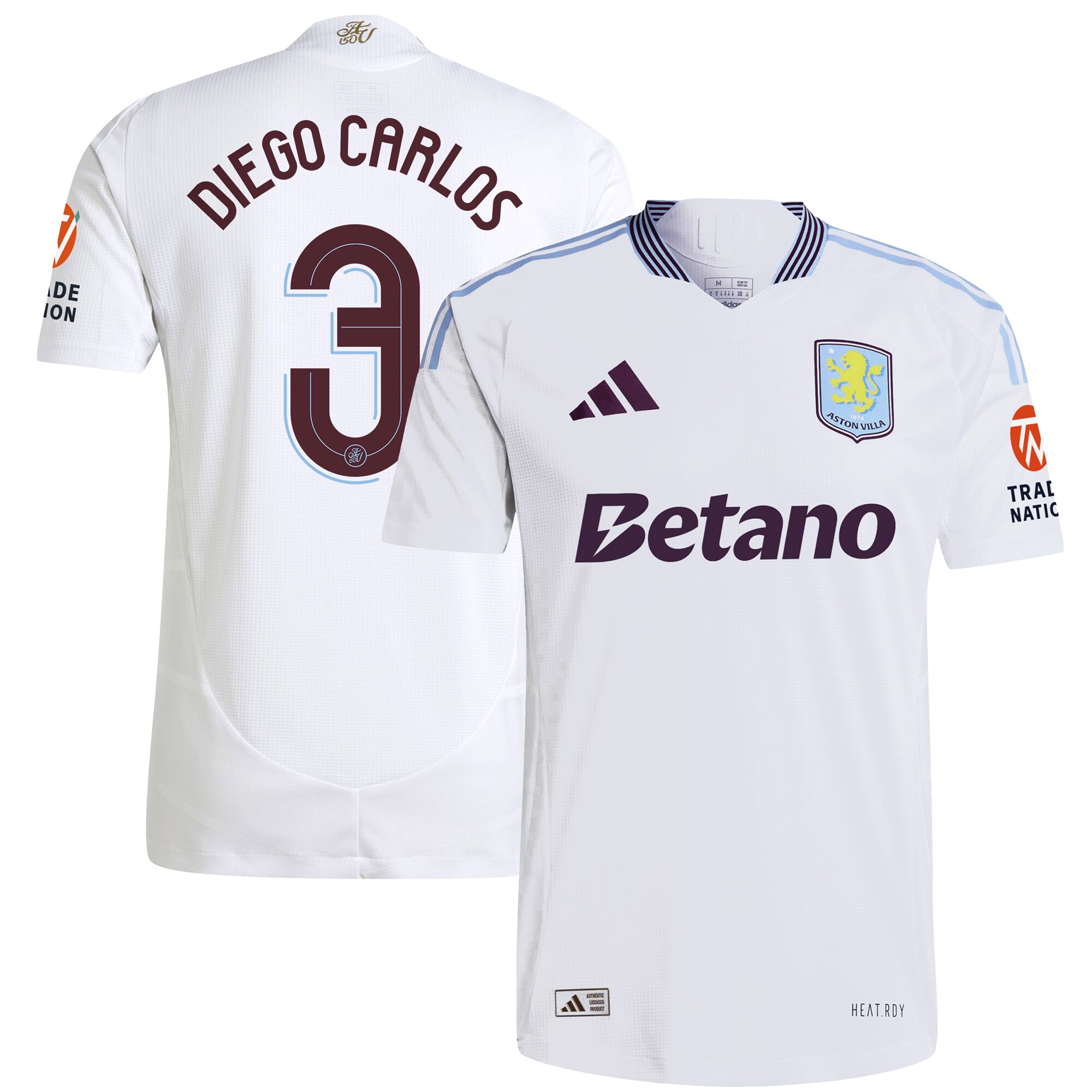 Aston Villa Jerseys - Official aston villa adidas away authentic shirt 2024-25 with diego carlos 3 cup printing Collection for AVFC Fans
