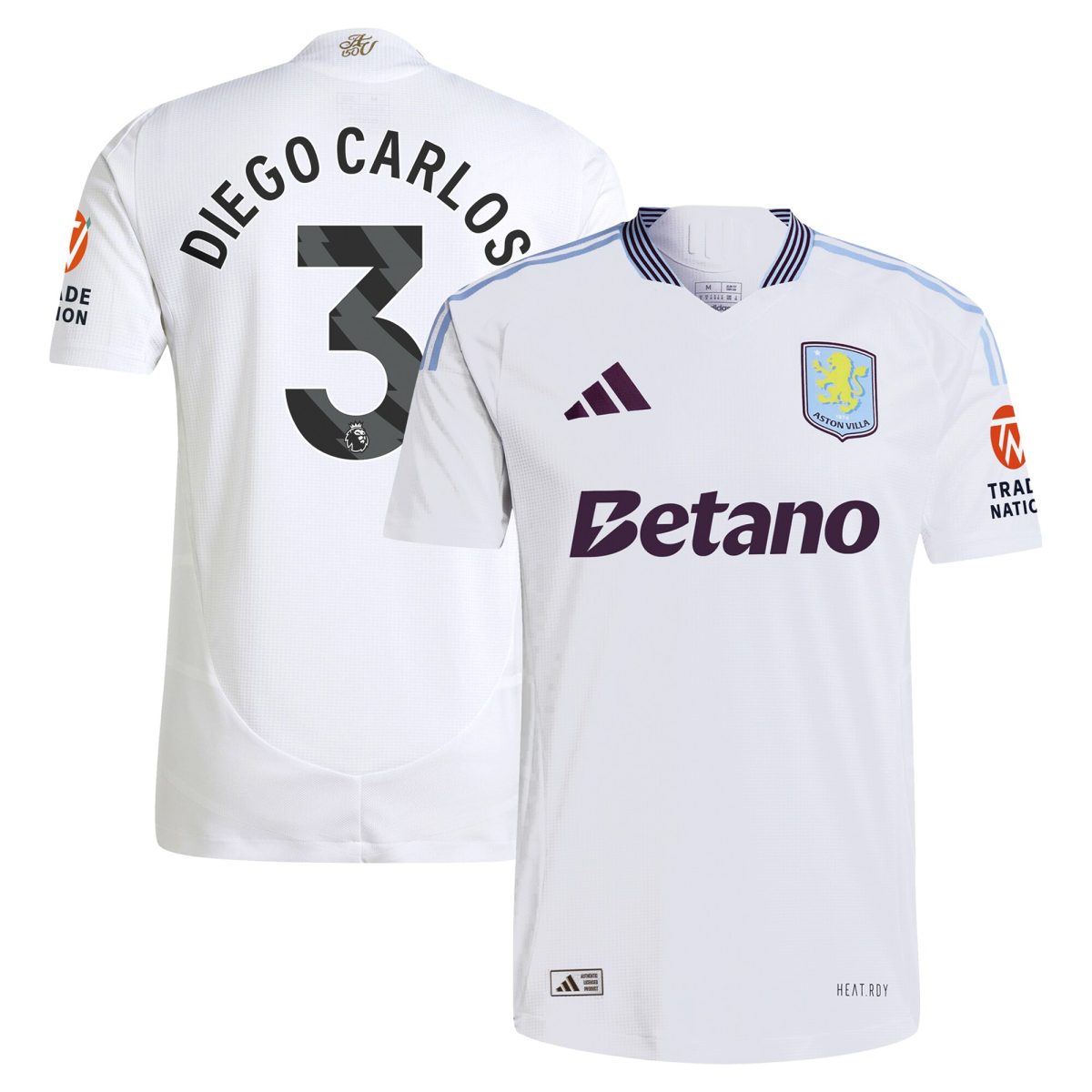 Aston Villa Jerseys - Official aston villa adidas away authentic shirt 2024-25 with diego carlos 3 printing Collection for AVFC Fans