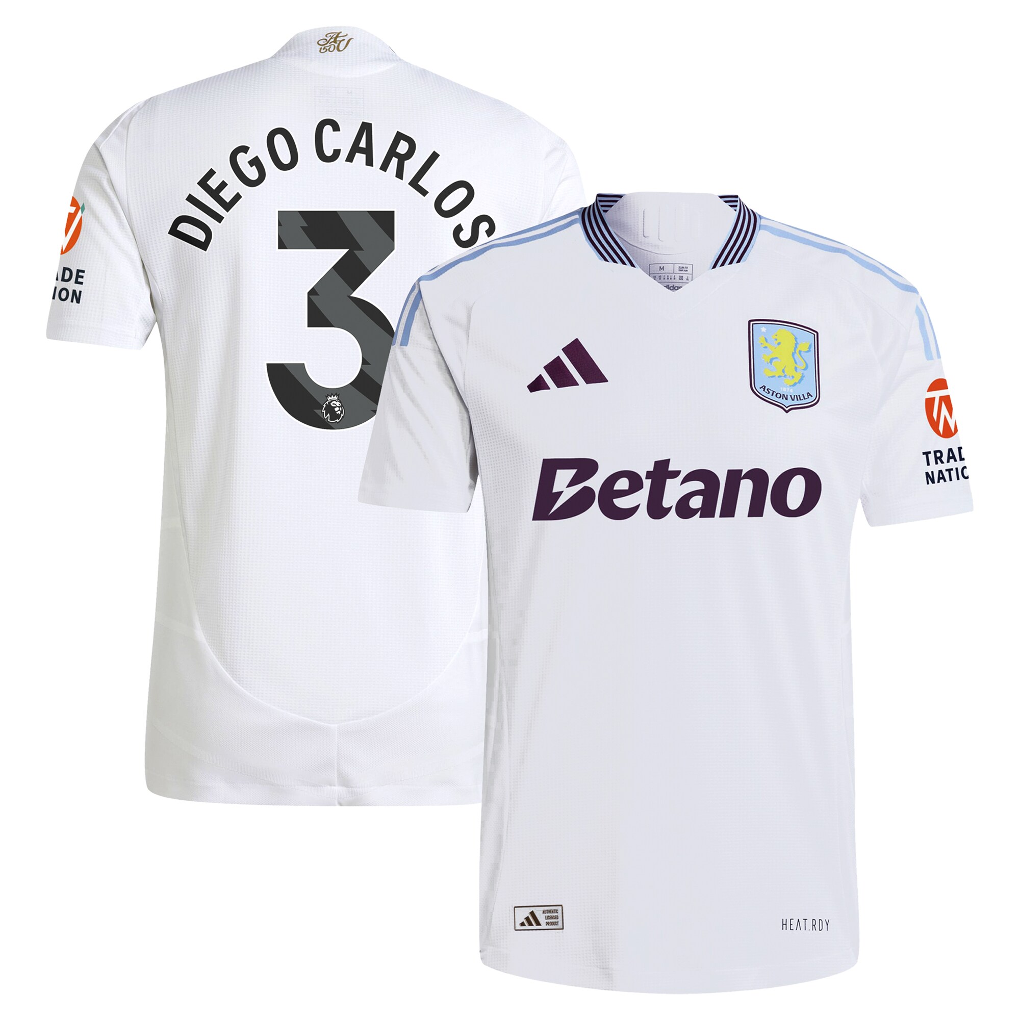 Aston Villa Jerseys - Official aston villa adidas away authentic shirt 2024-25 with diego carlos 3 printing Collection for AVFC Fans