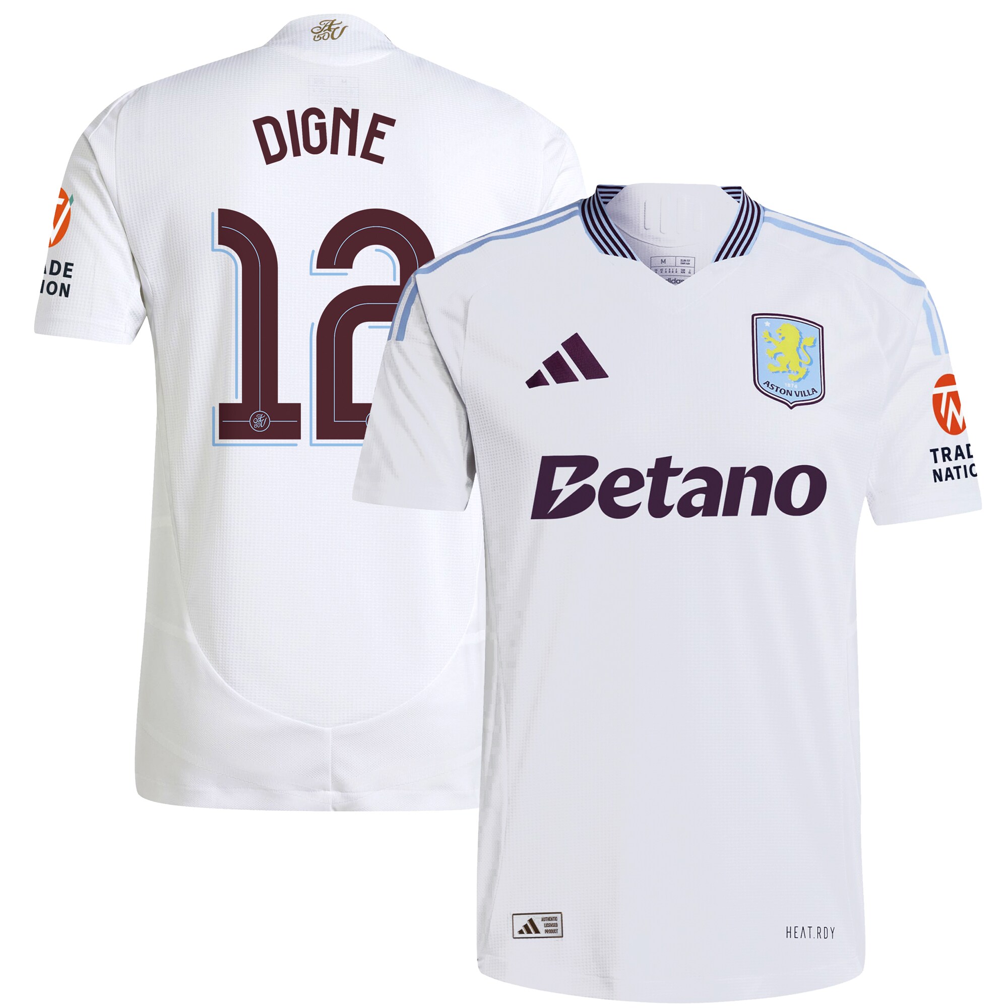 Aston Villa Jerseys - Official aston villa adidas away authentic shirt 2024-25 with digne 12 cup printing Collection for AVFC Fans