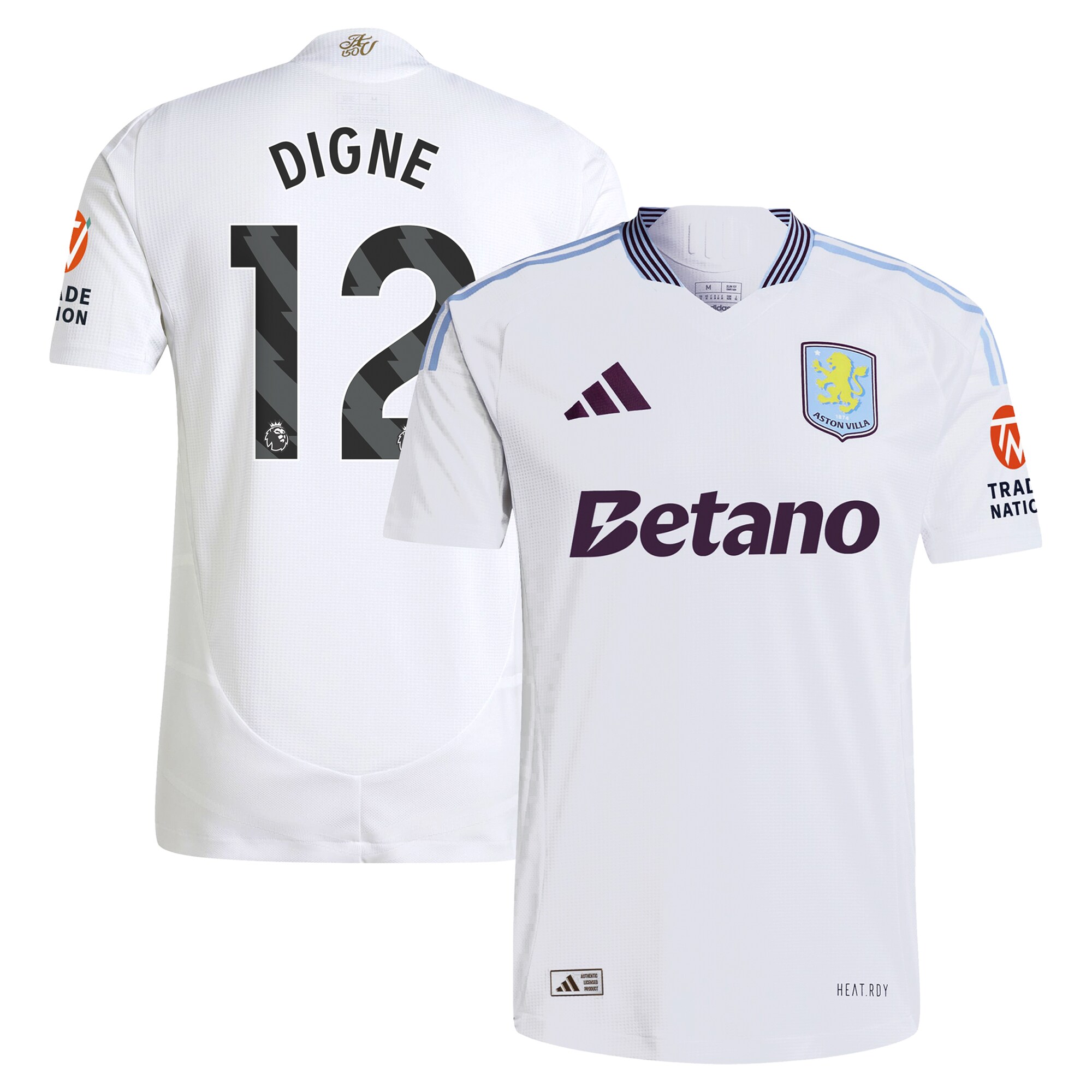 Aston Villa Jerseys - Official aston villa adidas away authentic shirt 2024-25 with digne 12 printing Collection for AVFC Fans