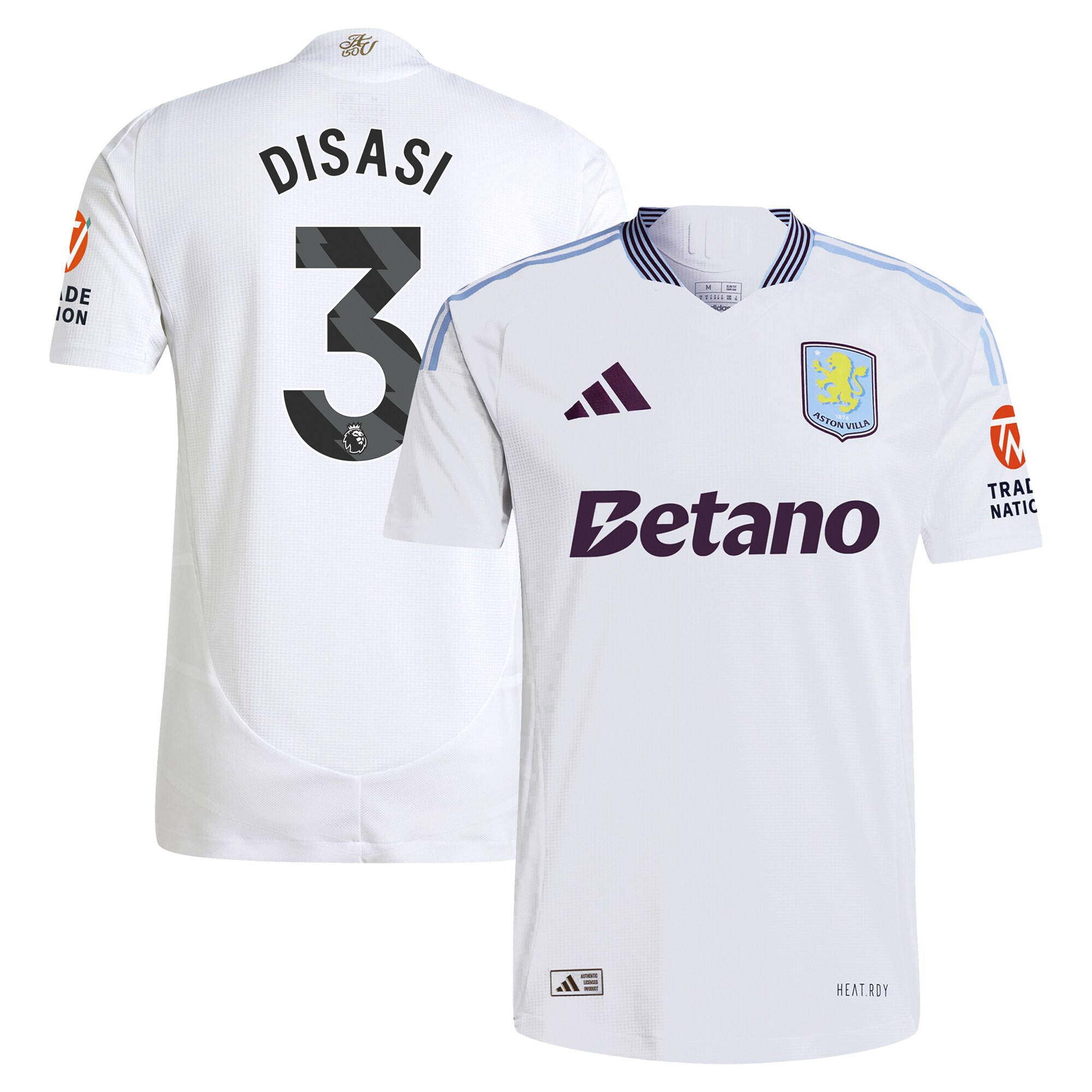 Aston Villa Jerseys - Official aston villa adidas away authentic shirt 2024-25 with disasi 3 printing Collection for AVFC Fans