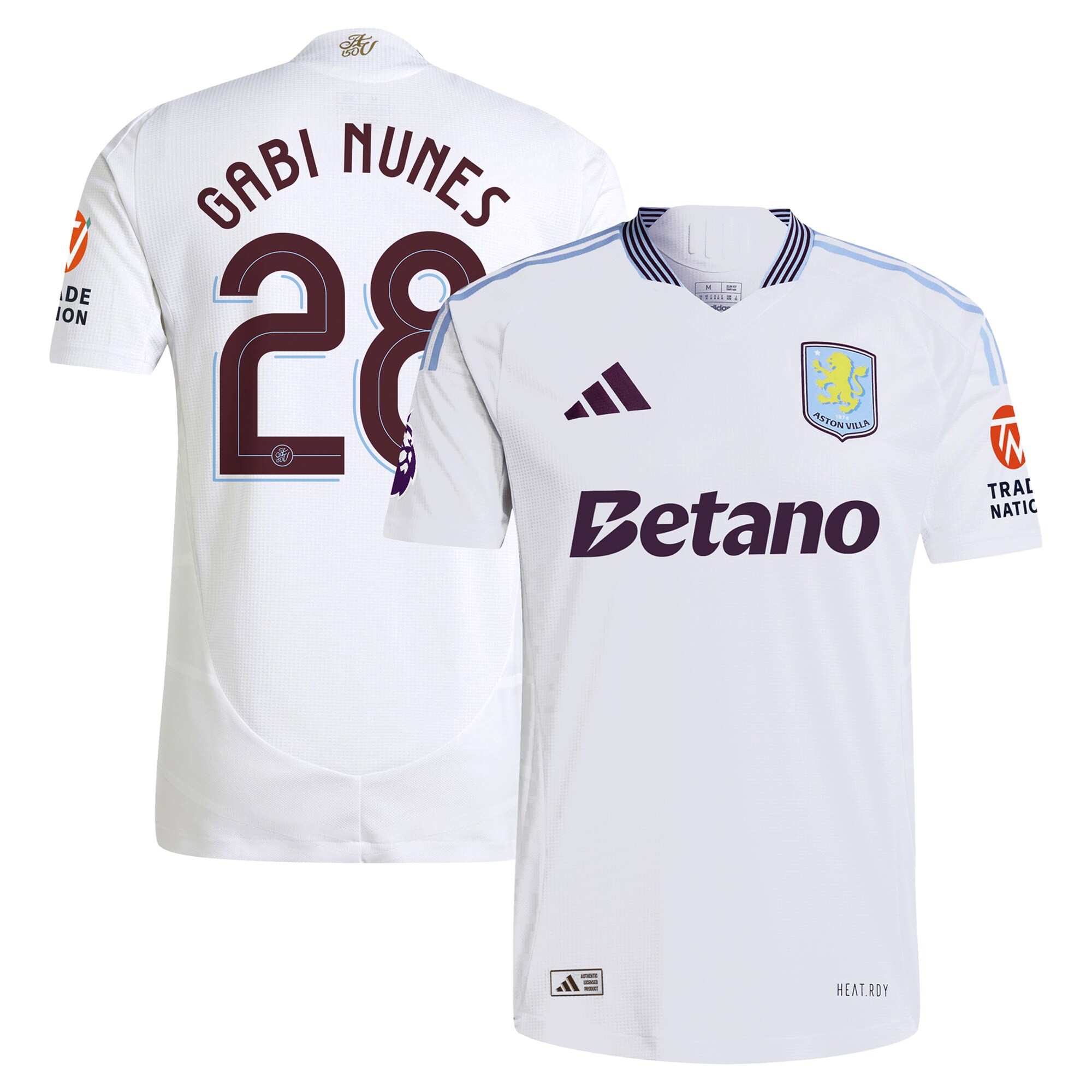 Aston Villa Jerseys - Official aston villa adidas away authentic shirt 2024-25 with gabi nunes 28 cup printing Collection for AVFC Fans