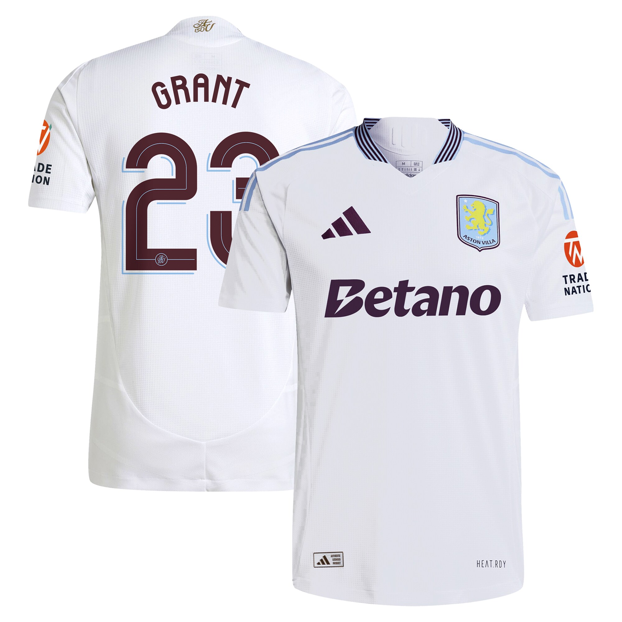 Aston Villa Jerseys - Official aston villa adidas away authentic shirt 2024-25 with grant 23 cup printing Collection for AVFC Fans