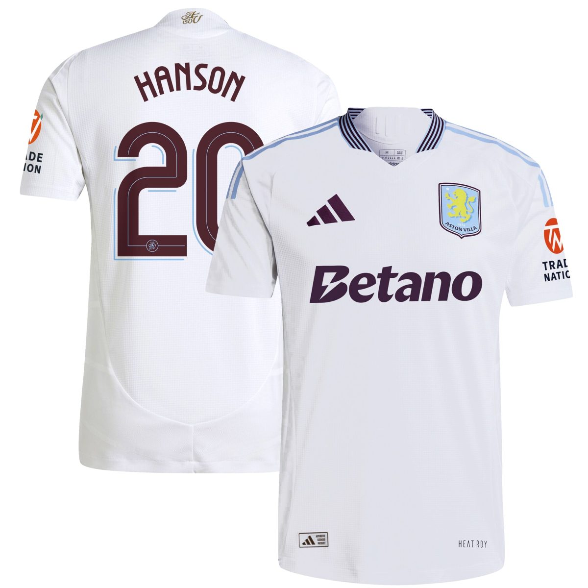 Aston Villa Jerseys - Official aston villa adidas away authentic shirt 2024-25 with hanson 20 cup printing Collection for AVFC Fans
