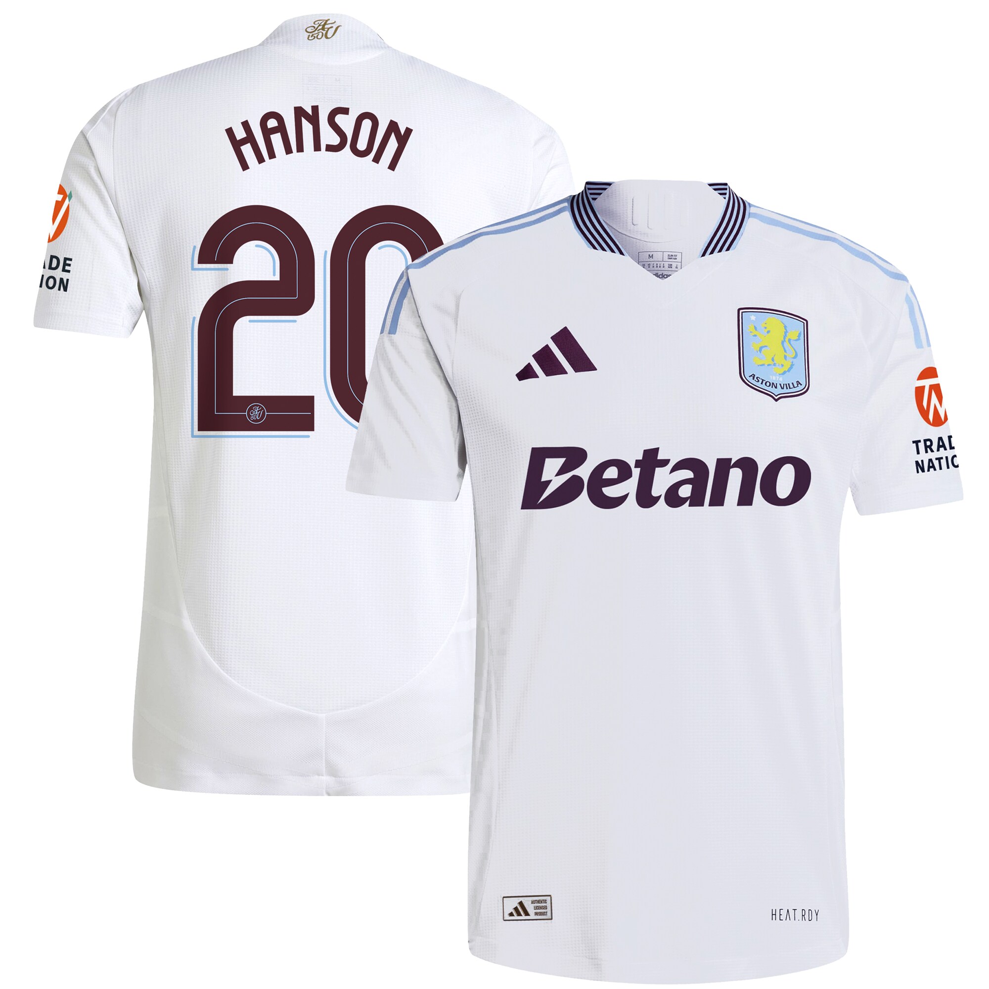 Aston Villa Jerseys - Official aston villa adidas away authentic shirt 2024-25 with hanson 20 cup printing Collection for AVFC Fans