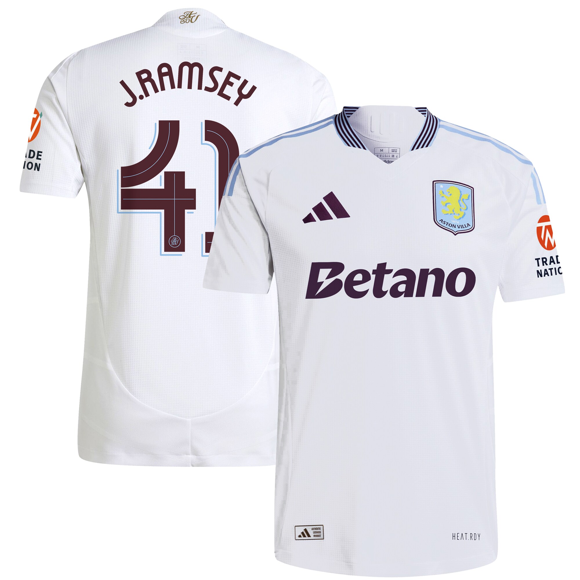 Aston Villa Jerseys - Official aston villa adidas away authentic shirt 2024-25 with j. ramsey 41 cup printing Collection for AVFC Fans