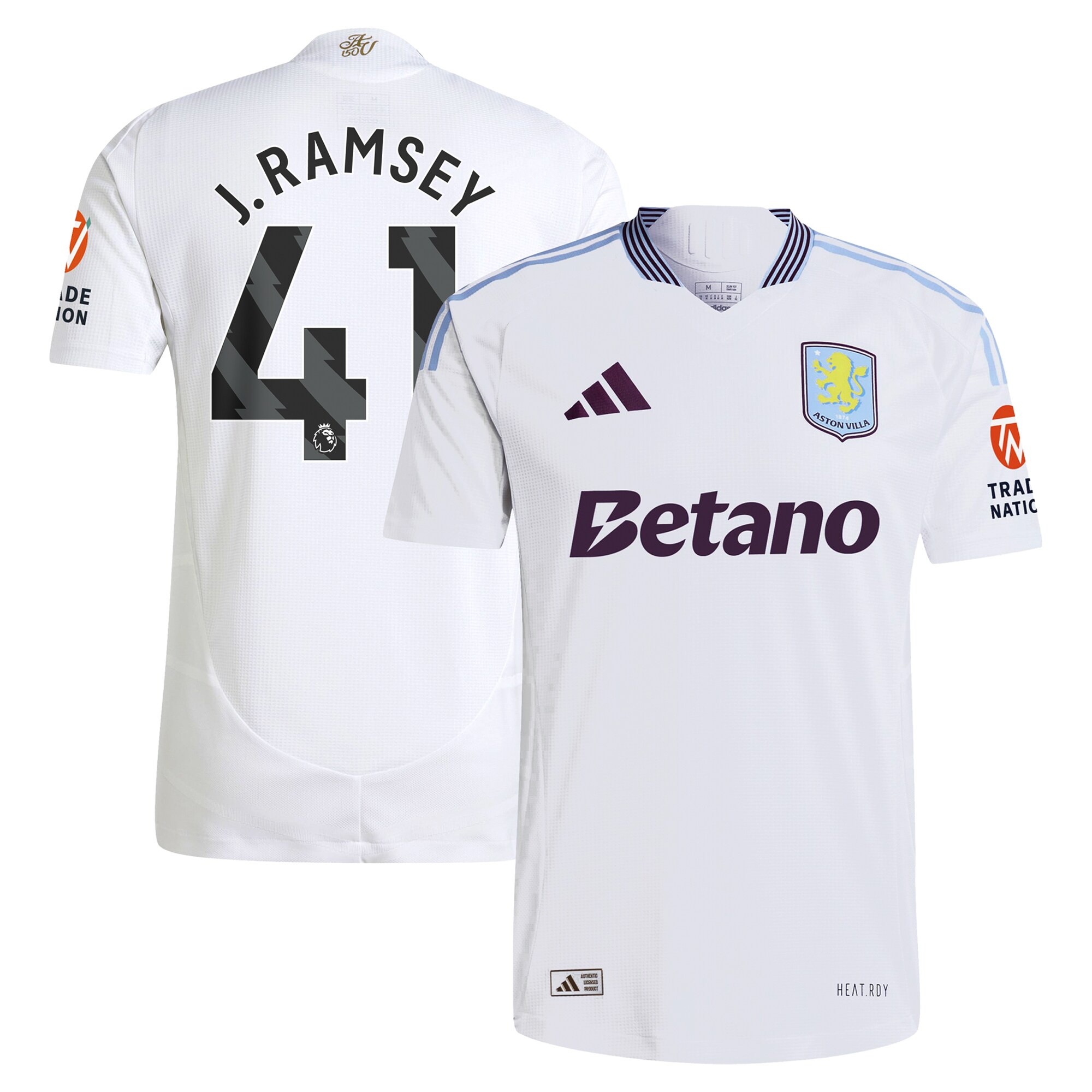 Aston Villa Jerseys - Official aston villa adidas away authentic shirt 2024-25 with j. ramsey 41 printing Collection for AVFC Fans