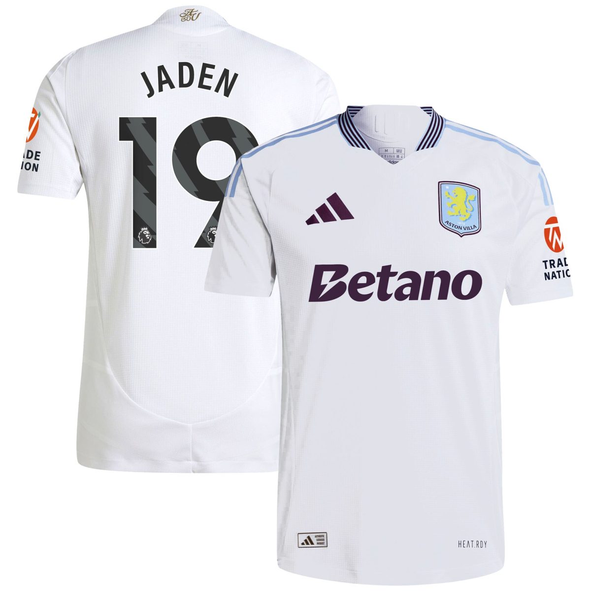 Aston Villa Jerseys - Official aston villa adidas away authentic shirt 2024-25 with jaden 19 printing Collection for AVFC Fans