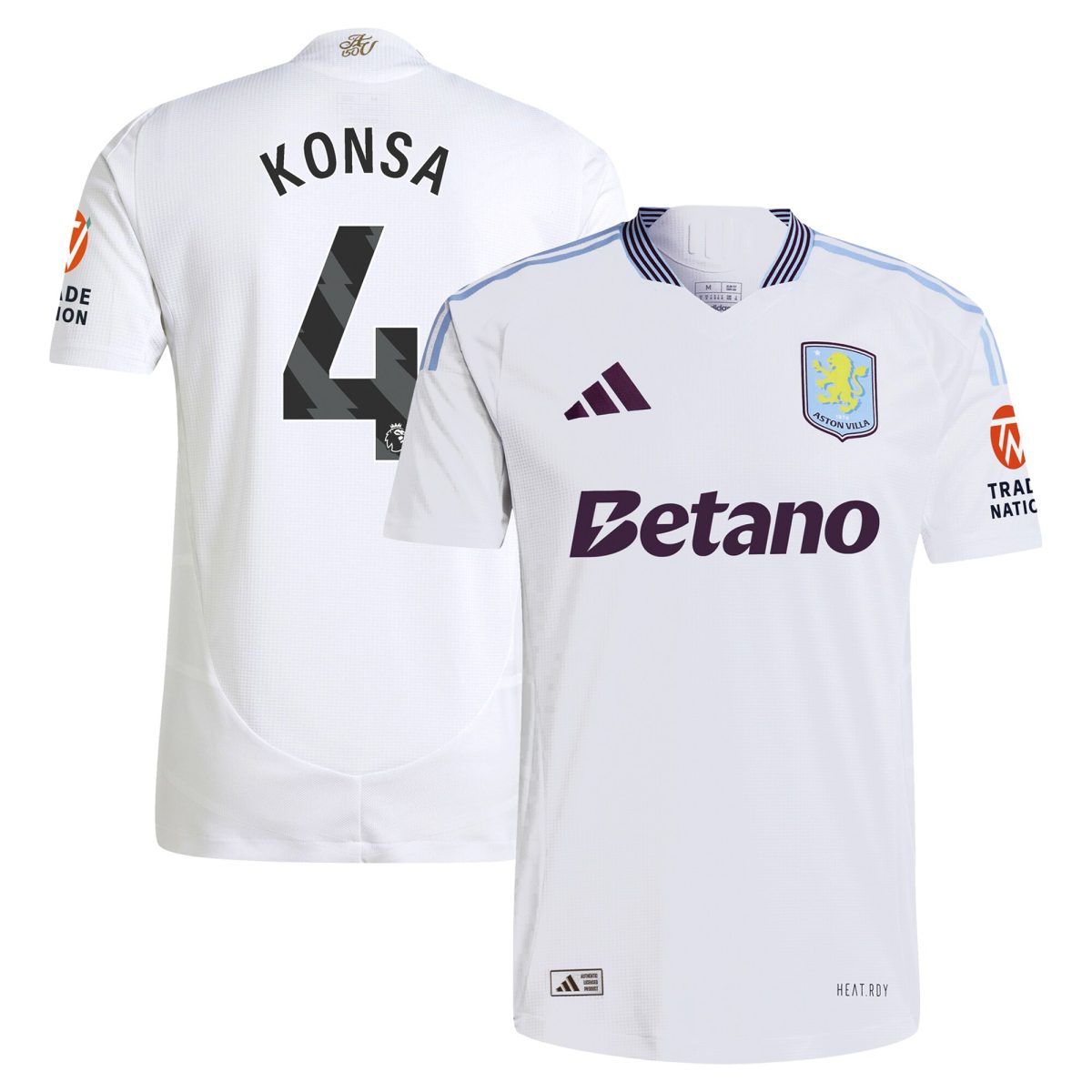Aston Villa Jerseys - Official aston villa adidas away authentic shirt 2024-25 with konsa 4 printing Collection for AVFC Fans