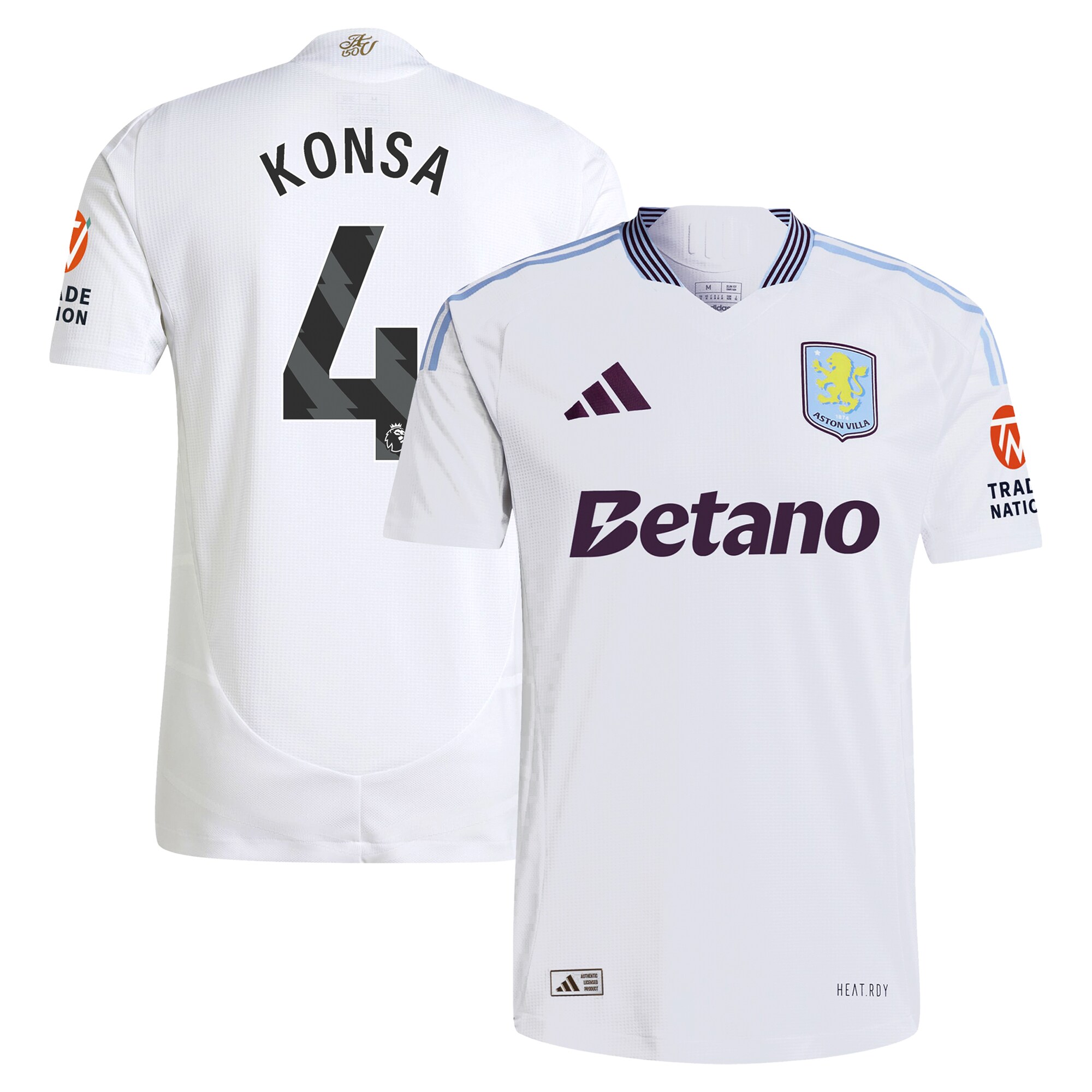 Aston Villa Jerseys - Official aston villa adidas away authentic shirt 2024-25 with konsa 4 printing Collection for AVFC Fans