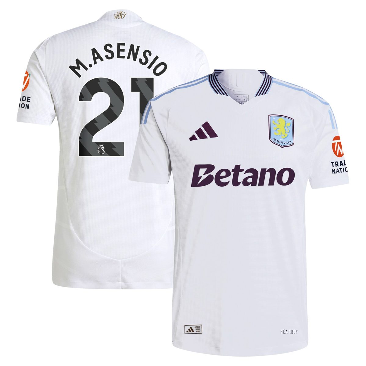 Aston Villa Jerseys - Official aston villa adidas away authentic shirt 2024-25 with m.asensio 21 printing Collection for AVFC Fans