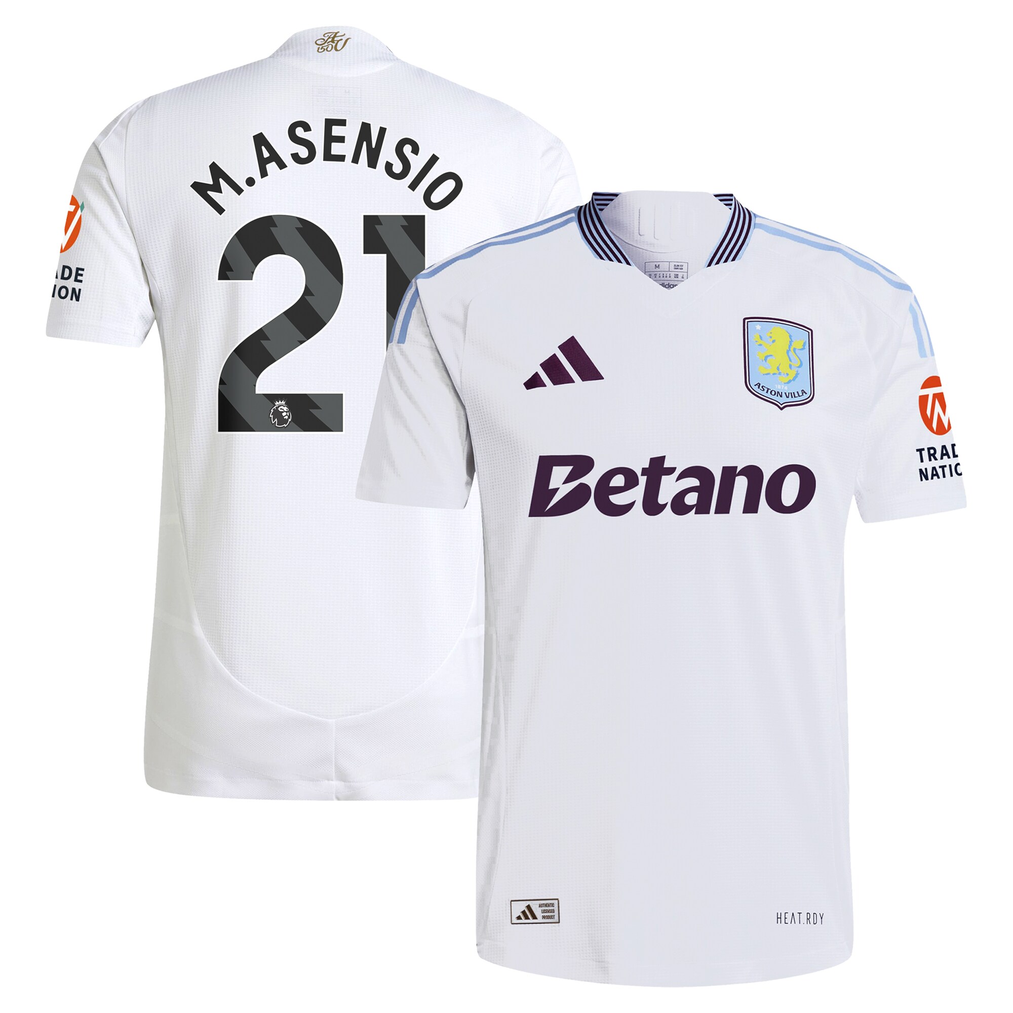 Aston Villa Jerseys - Official aston villa adidas away authentic shirt 2024-25 with m.asensio 21 printing Collection for AVFC Fans