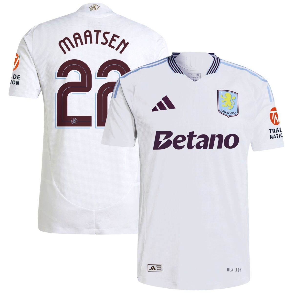 Aston Villa Jerseys - Official aston villa adidas away authentic shirt 2024-25 with maatsen 22 cup printing Collection for AVFC Fans