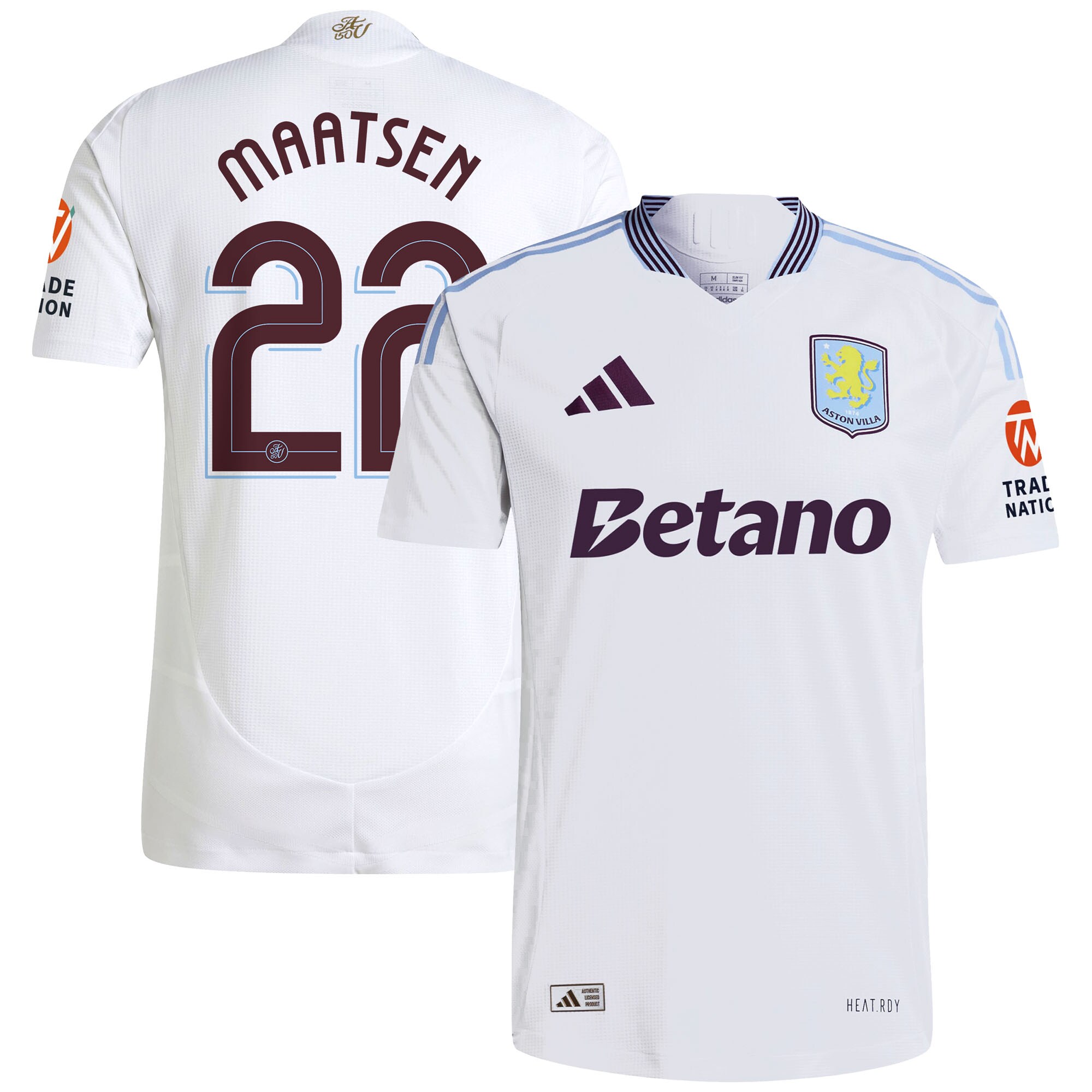 Aston Villa Jerseys - Official aston villa adidas away authentic shirt 2024-25 with maatsen 22 cup printing Collection for AVFC Fans