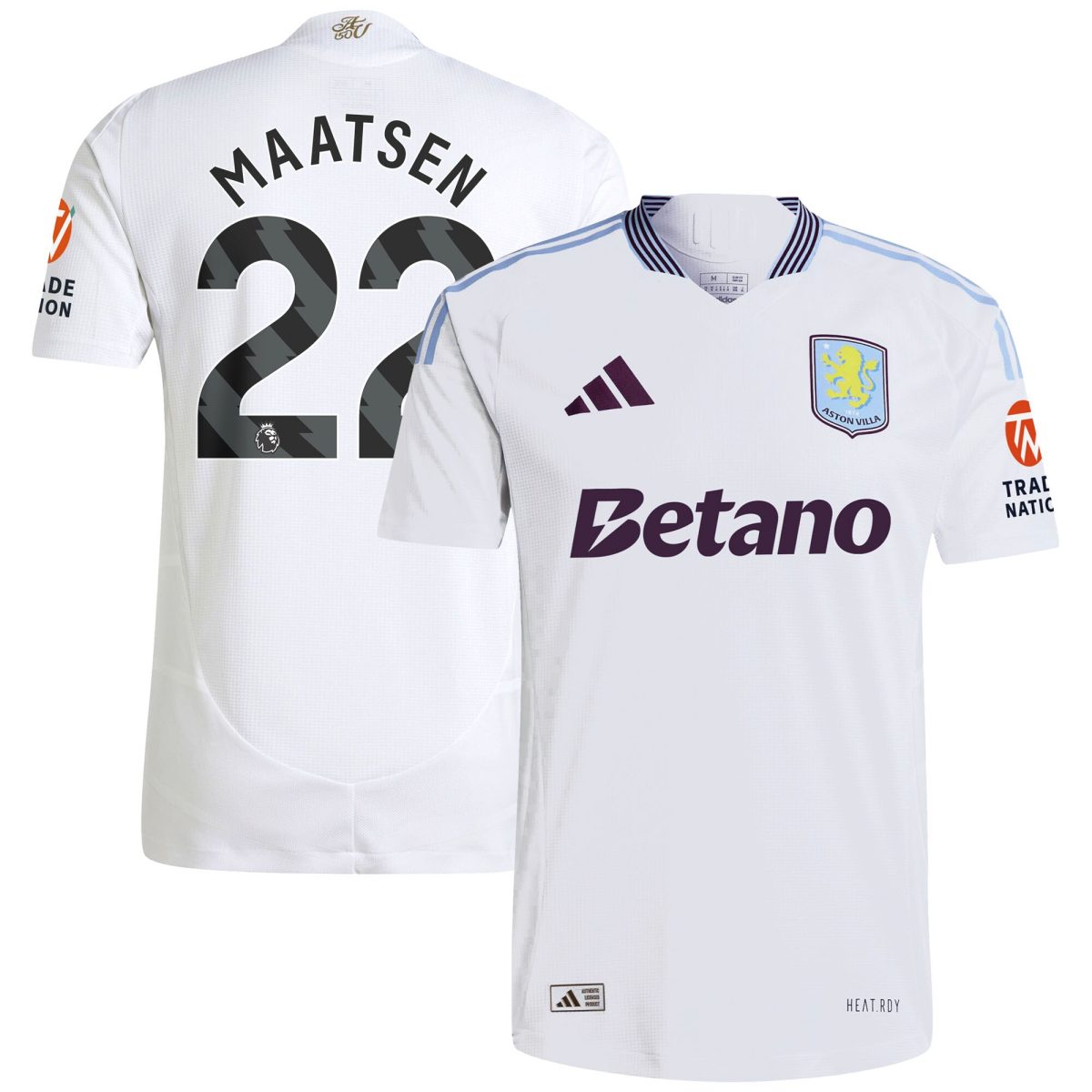 Aston Villa Jerseys - Official aston villa adidas away authentic shirt 2024-25 with maatsen 22 printing Collection for AVFC Fans