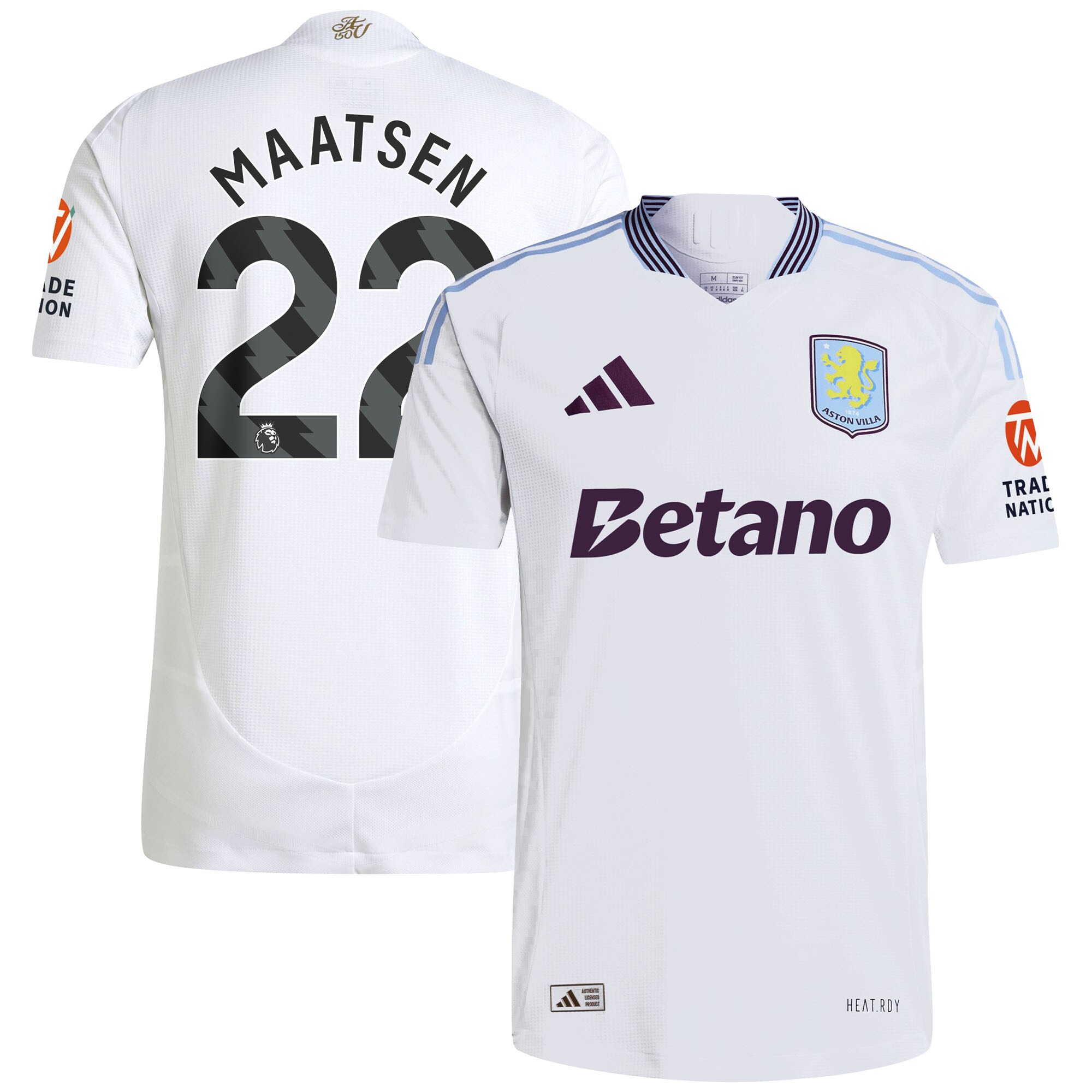 Aston Villa Jerseys - Official aston villa adidas away authentic shirt 2024-25 with maatsen 22 printing Collection for AVFC Fans