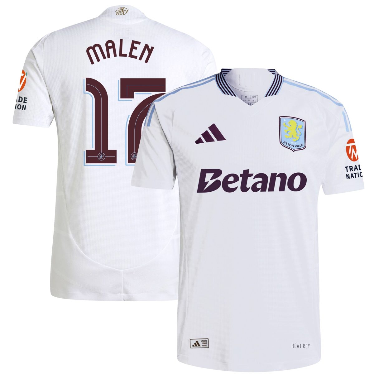 Aston Villa Jerseys - Official aston villa adidas away authentic shirt 2024-25 with malen 17 cup printing Collection for AVFC Fans