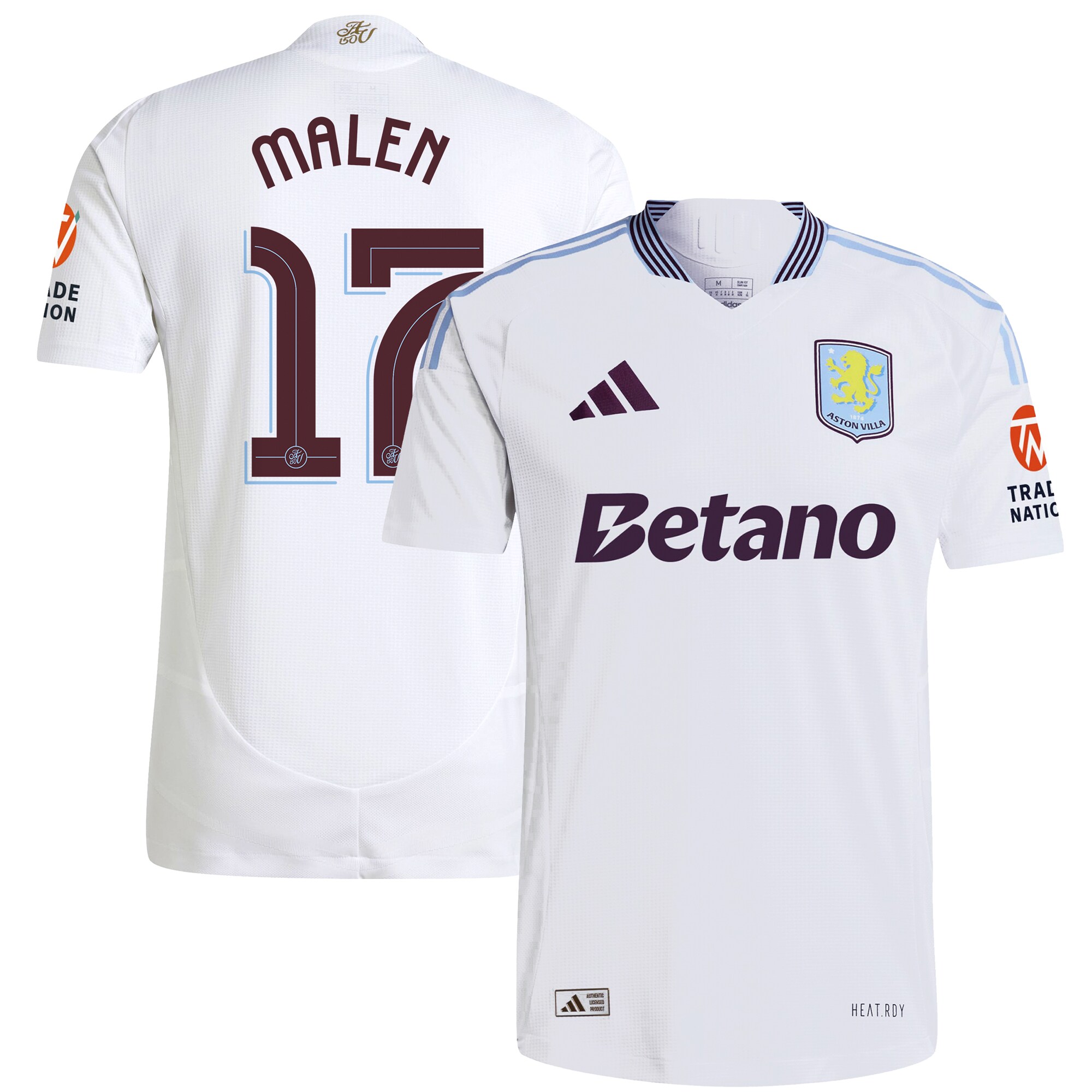 Aston Villa Jerseys - Official aston villa adidas away authentic shirt 2024-25 with malen 17 cup printing Collection for AVFC Fans