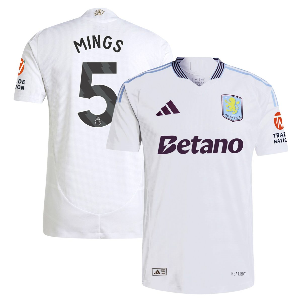 Aston Villa Jerseys - Official aston villa adidas away authentic shirt 2024-25 with mings 5 printing Collection for AVFC Fans