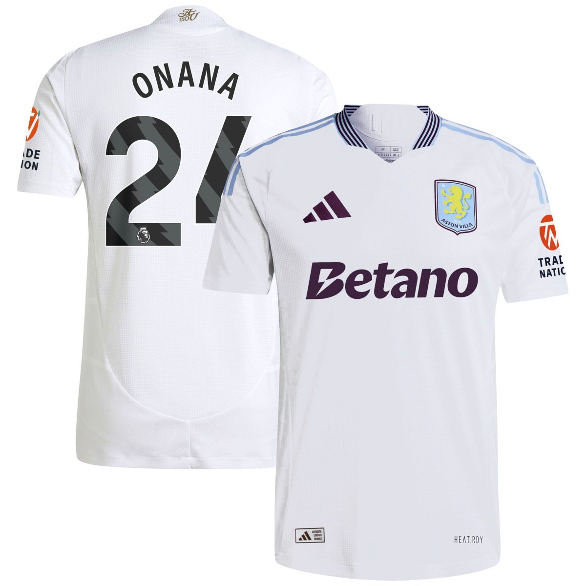 Aston Villa Jerseys - Official aston villa adidas away authentic shirt 2024-25 with onana 24 printing Collection for AVFC Fans