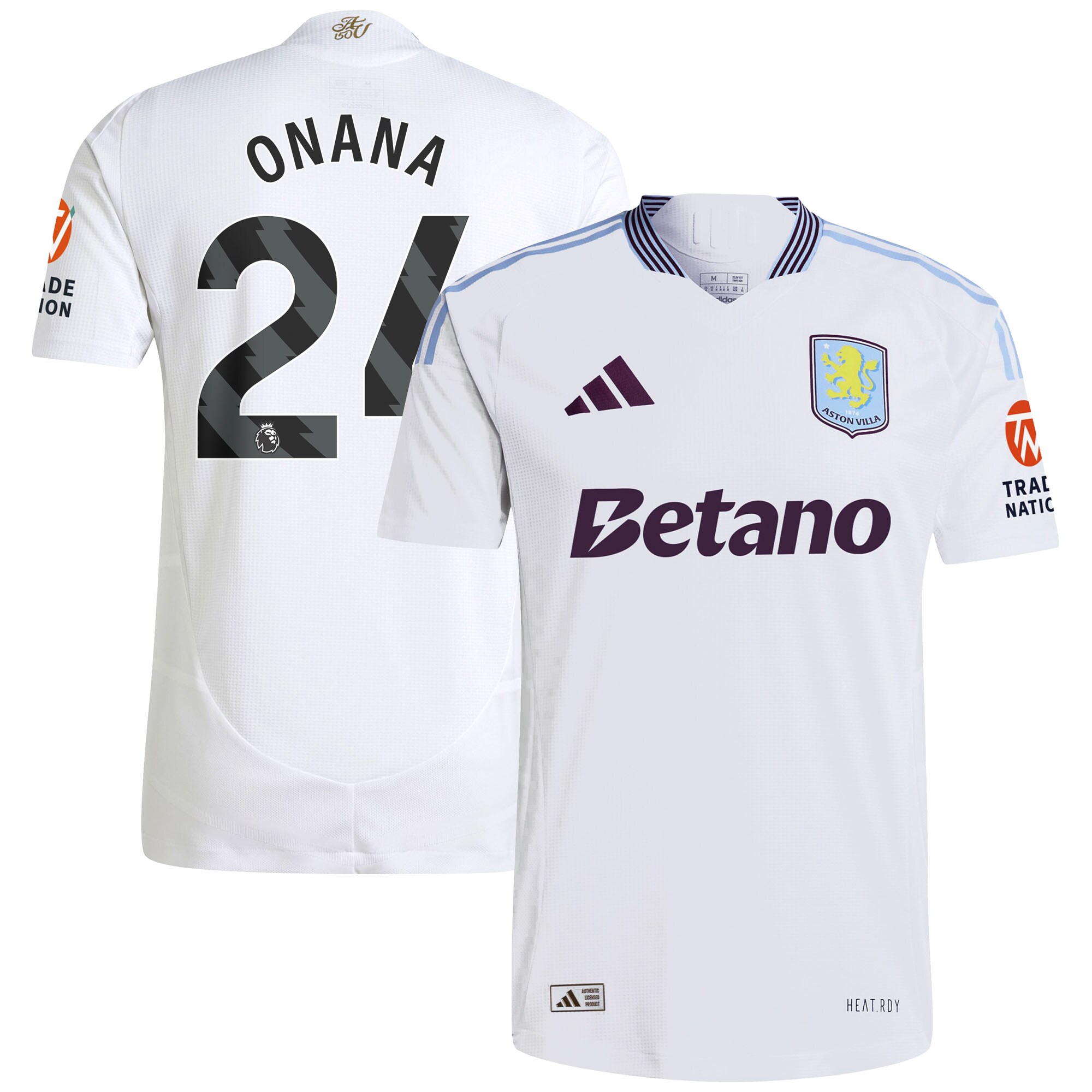 Aston Villa Jerseys - Official aston villa adidas away authentic shirt 2024-25 with onana 24 printing Collection for AVFC Fans