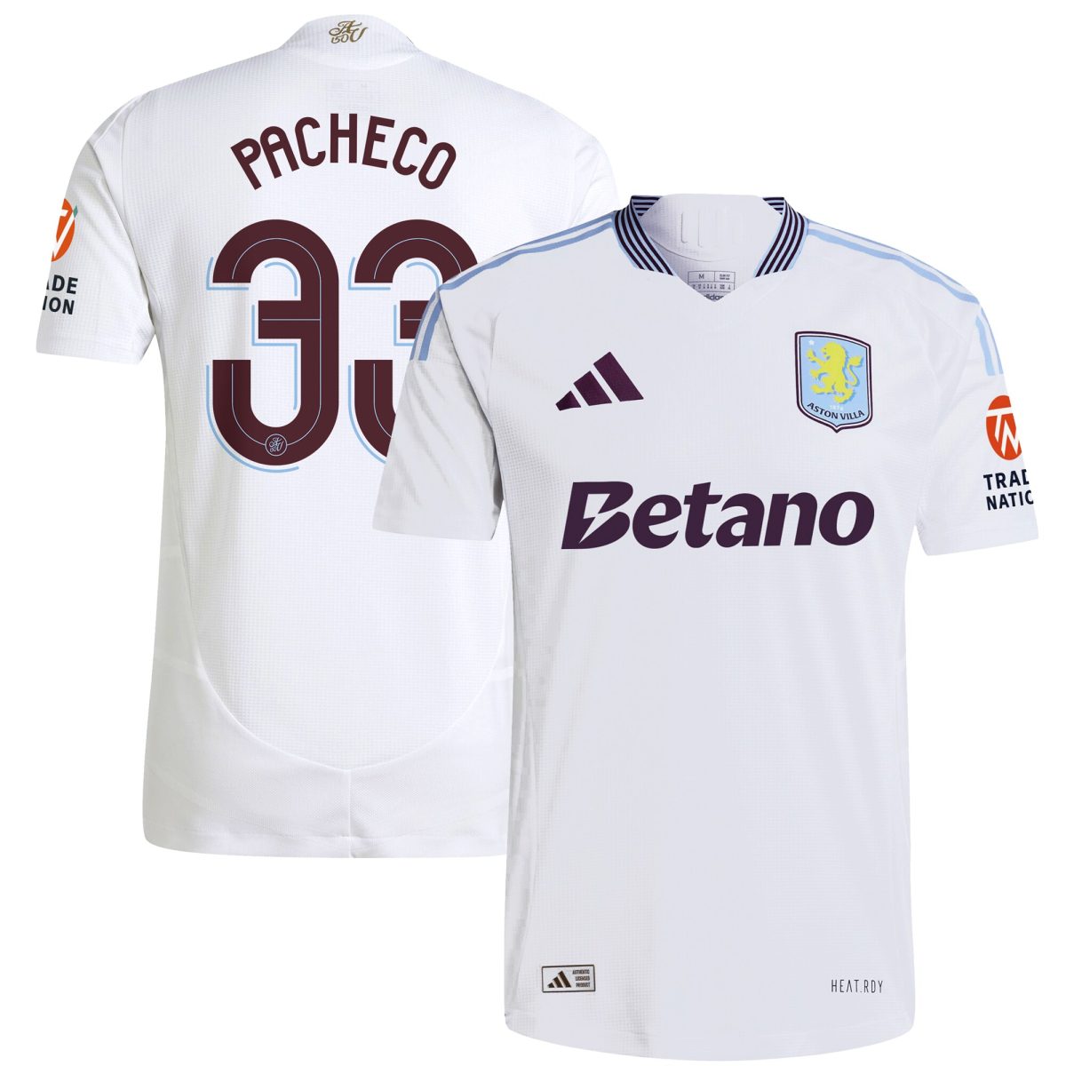 Aston Villa Jerseys - Official aston villa adidas away authentic shirt 2024-25 with pacheco 33 cup printing Collection for AVFC Fans