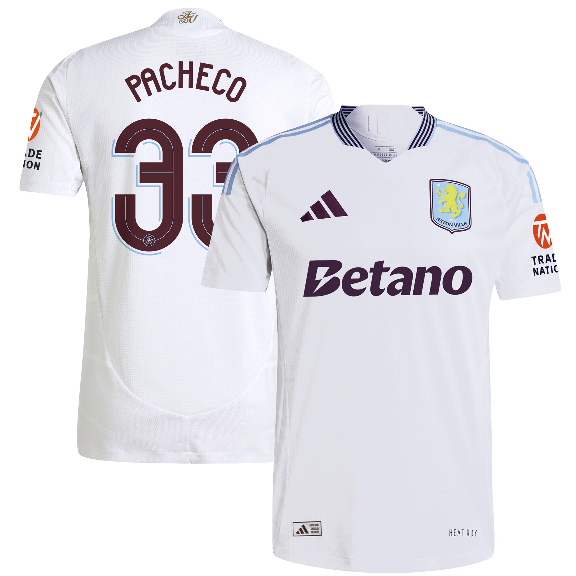 Aston Villa Jerseys - Official aston villa adidas away authentic shirt 2024-25 with pacheco 33 cup printing Collection for AVFC Fans