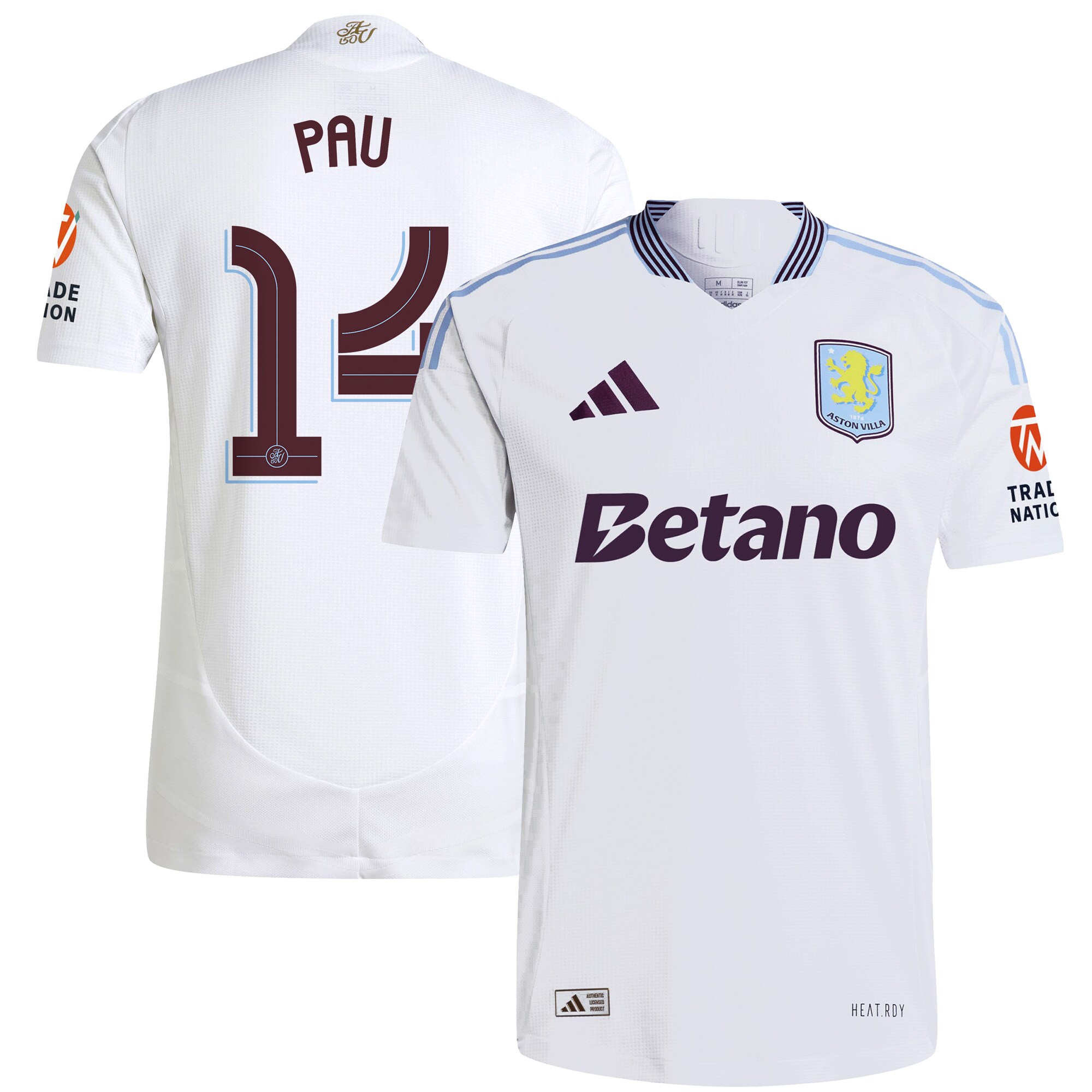 Aston Villa Jerseys - Official aston villa adidas away authentic shirt 2024-25 with pau 14 cup printing Collection for AVFC Fans