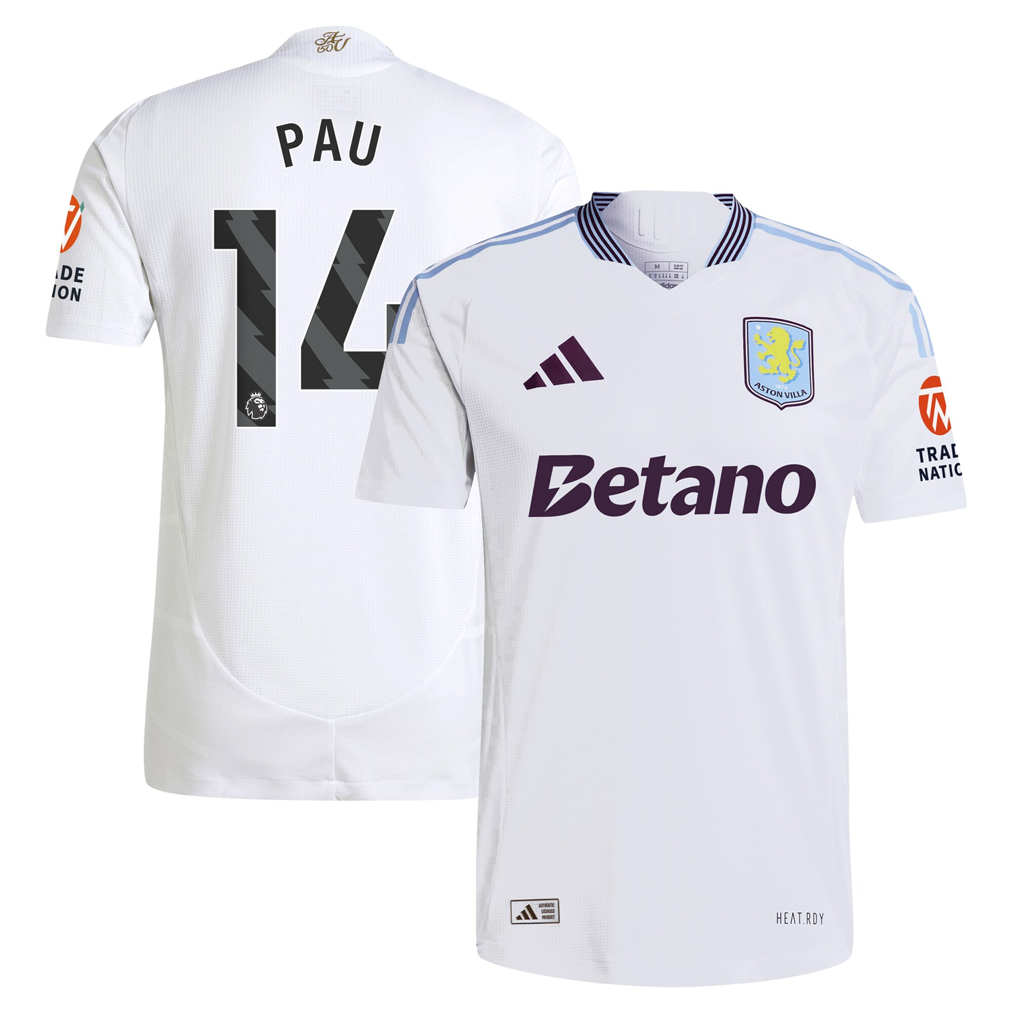 Aston Villa Jerseys - Official aston villa adidas away authentic shirt 2024-25 with pau 14 printing Collection for AVFC Fans
