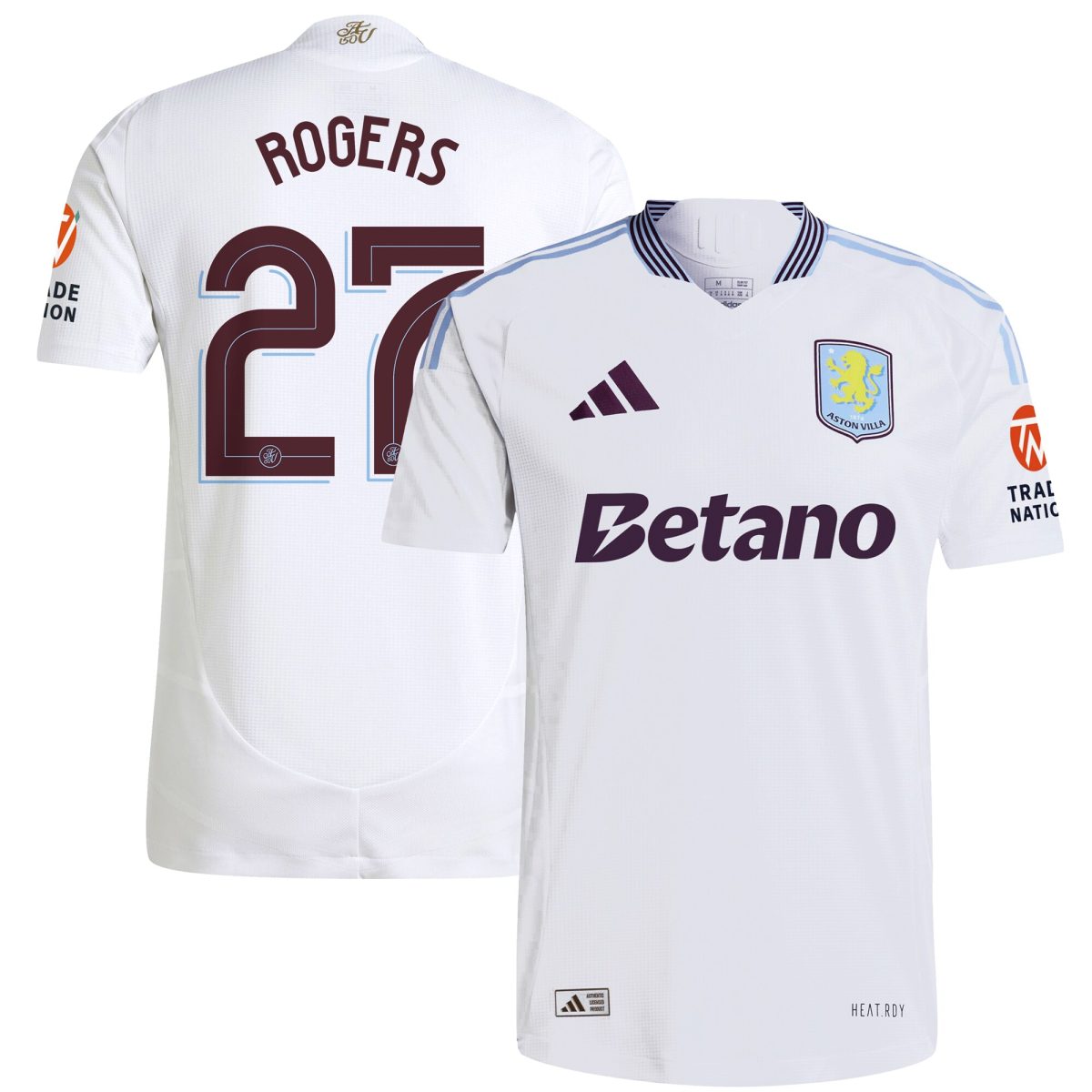 Aston Villa Jerseys - Official aston villa adidas away authentic shirt 2024-25 with rogers 27 cup printing Collection for AVFC Fans