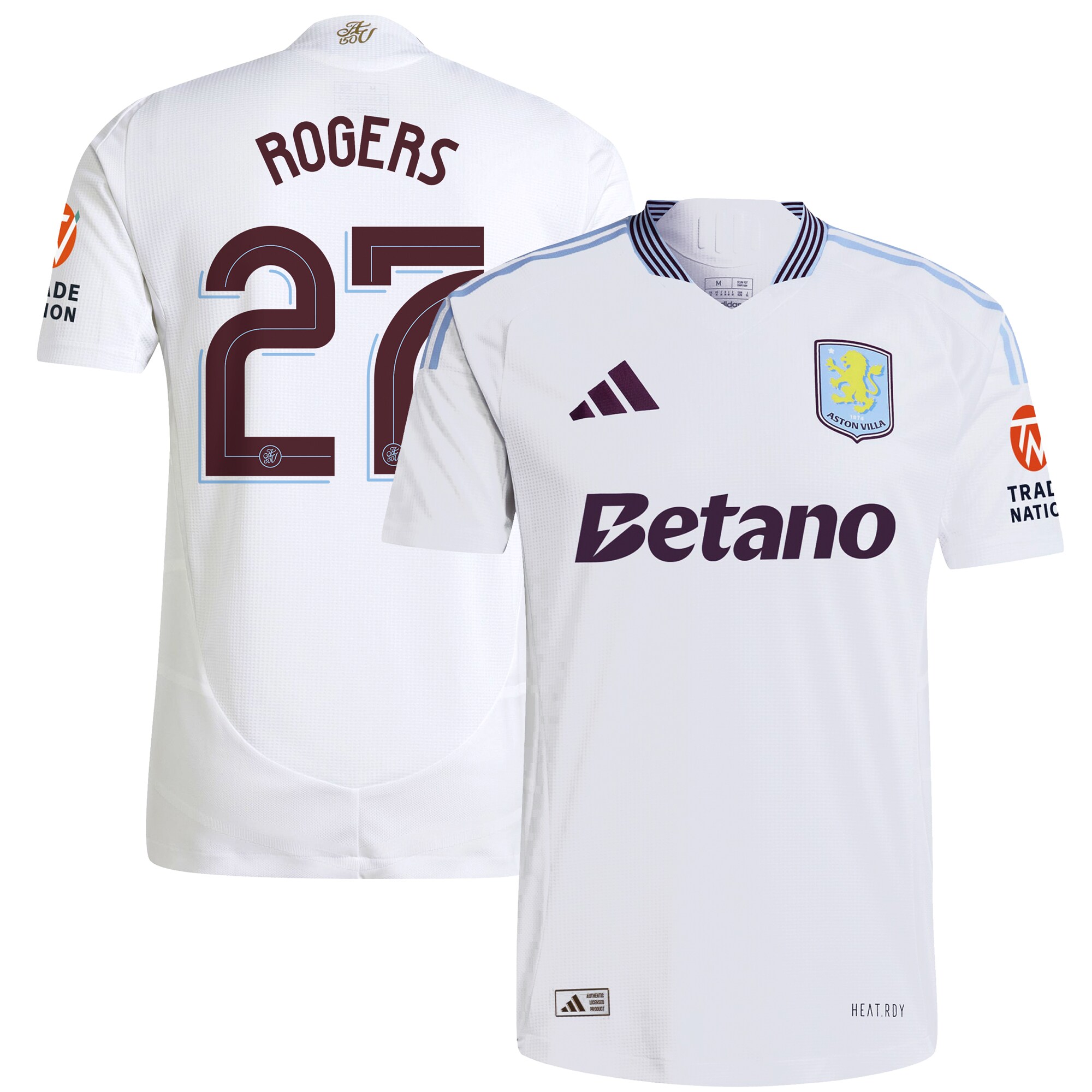 Aston Villa Jerseys - Official aston villa adidas away authentic shirt 2024-25 with rogers 27 cup printing Collection for AVFC Fans