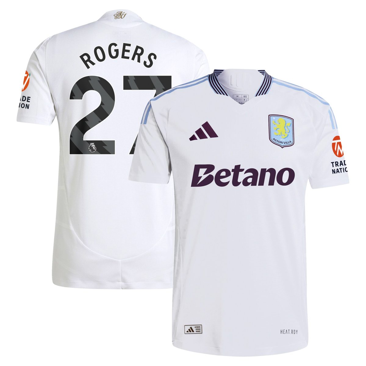 Aston Villa Jerseys - Official aston villa adidas away authentic shirt 2024-25 with rogers 27 printing Collection for AVFC Fans