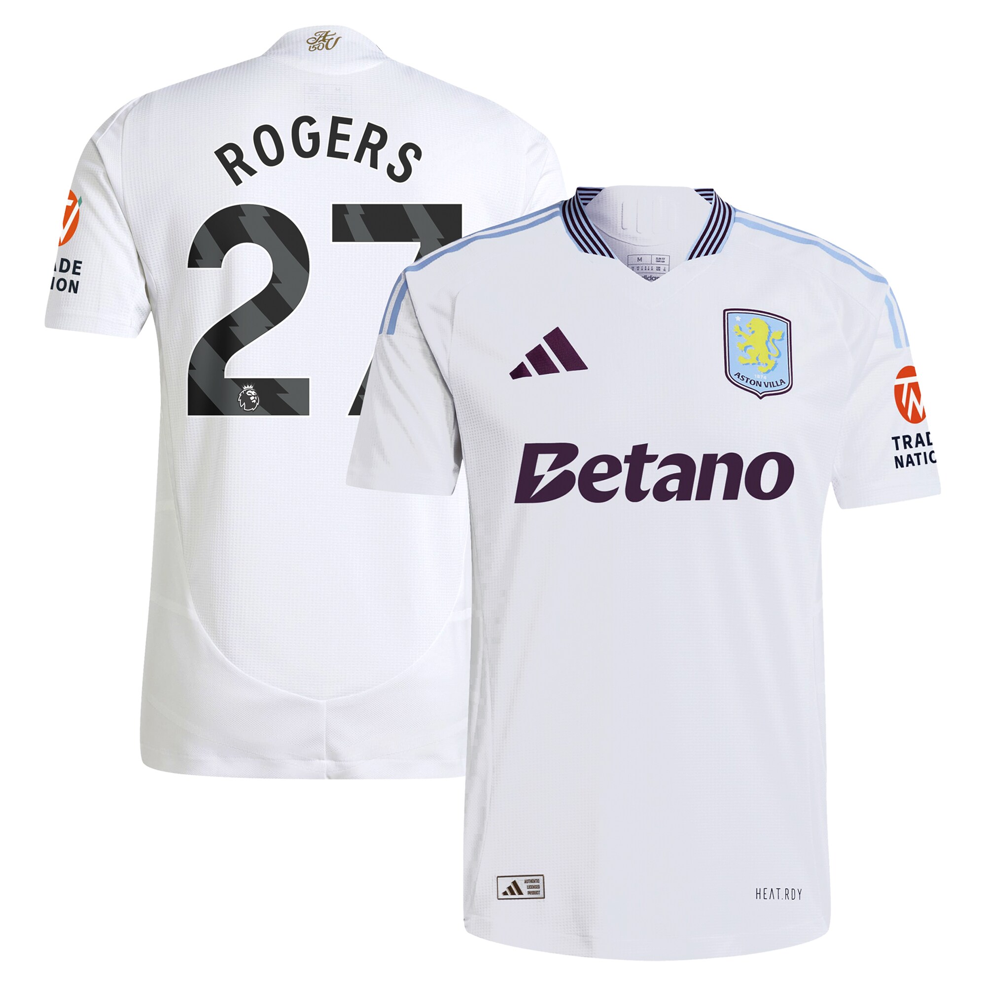 Aston Villa Jerseys - Official aston villa adidas away authentic shirt 2024-25 with rogers 27 printing Collection for AVFC Fans