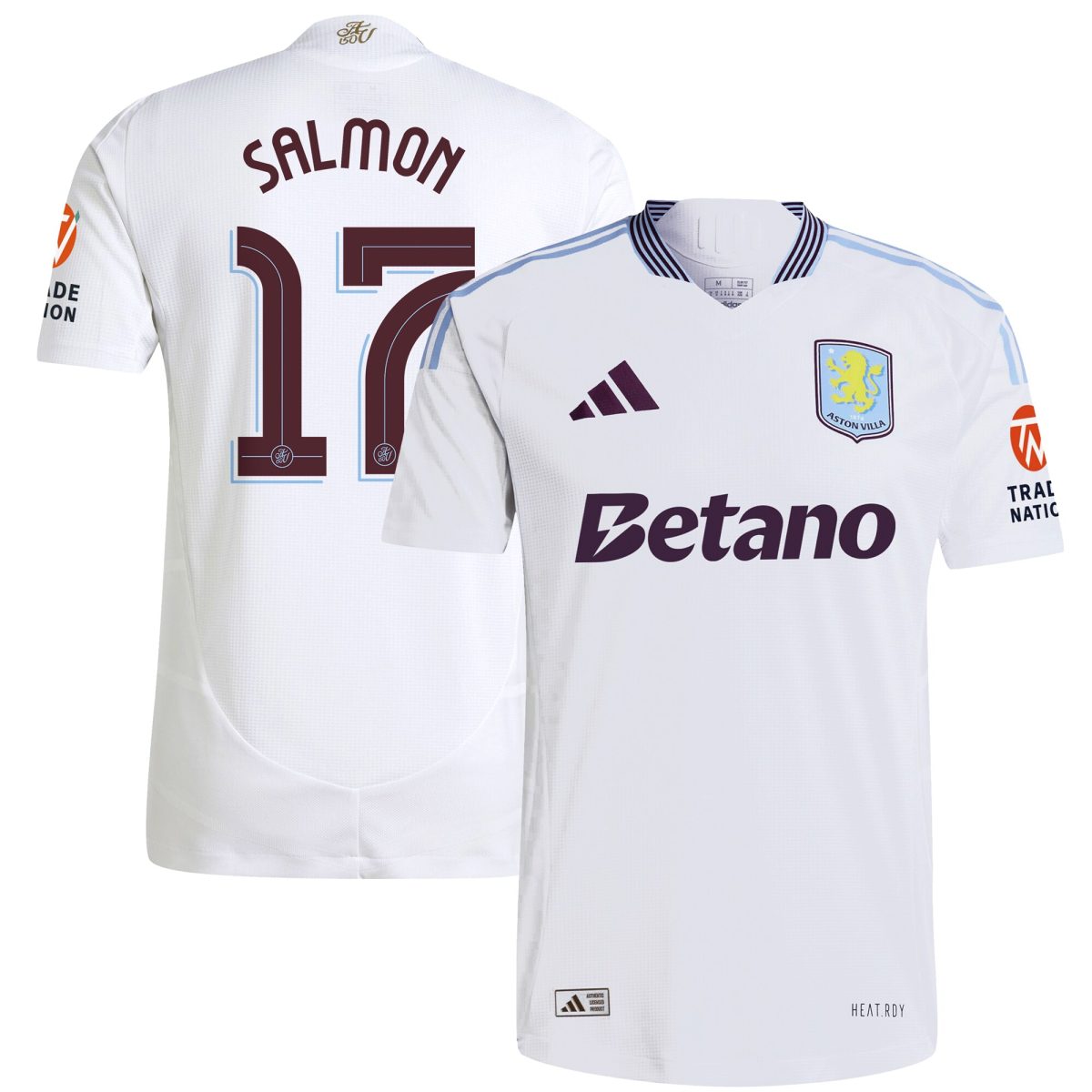 Aston Villa Jerseys - Official aston villa adidas away authentic shirt 2024-25 with salmon 17 cup printing Collection for AVFC Fans