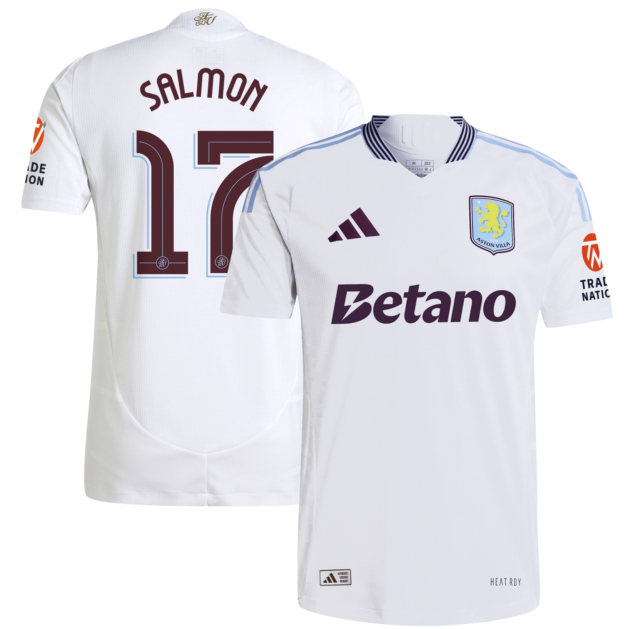 Aston Villa Jerseys - Official aston villa adidas away authentic shirt 2024-25 with salmon 17 cup printing Collection for AVFC Fans