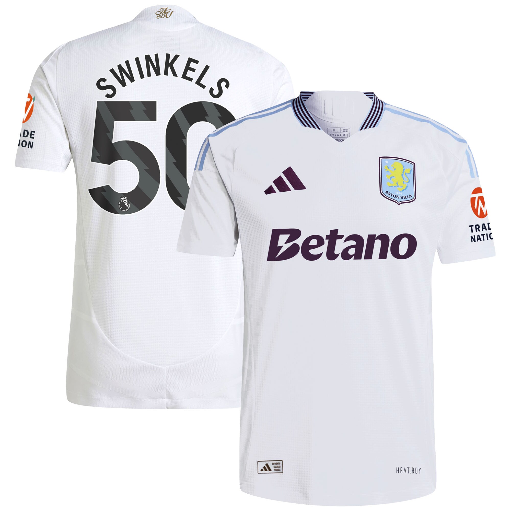 Aston Villa Jerseys - Official aston villa adidas away authentic shirt 2024-25 with swinkels 50 printing Collection for AVFC Fans