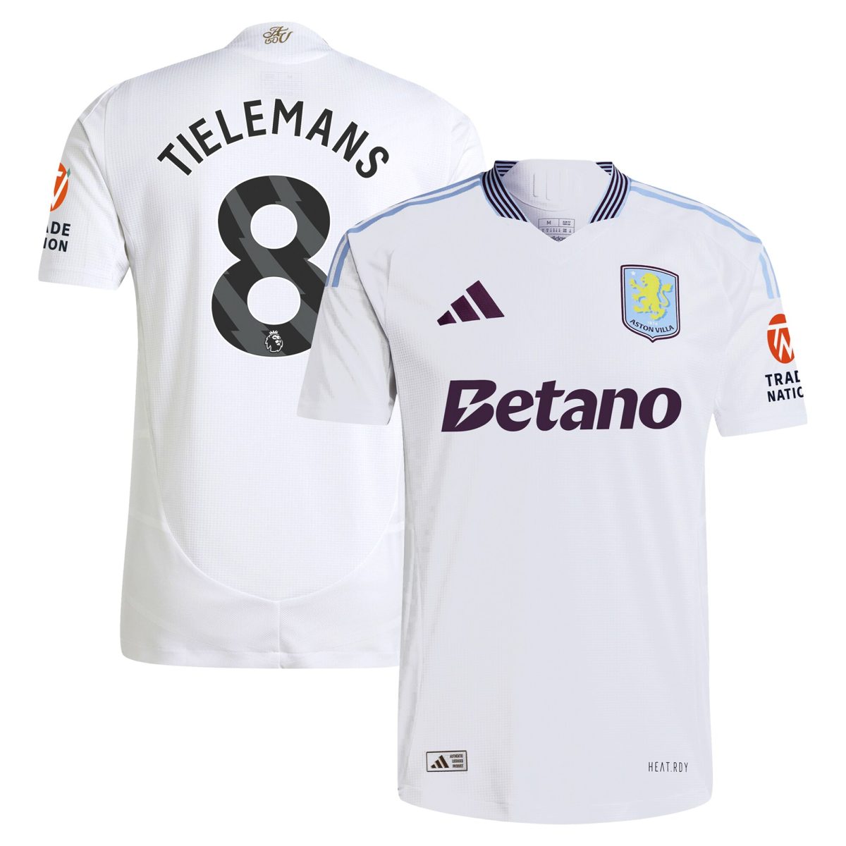 Aston Villa Jerseys - Official aston villa adidas away authentic shirt 2024-25 with tielemans 8 printing Collection for AVFC Fans