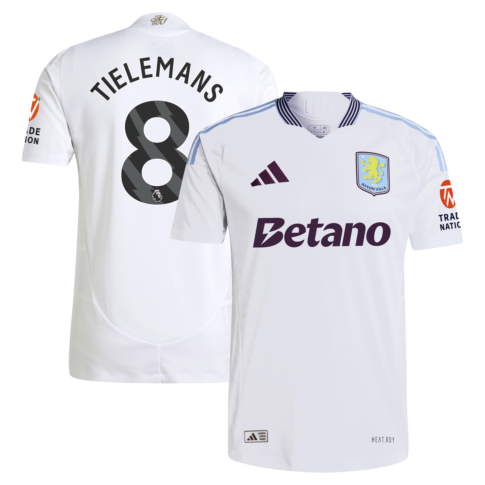 Aston Villa Jerseys - Official aston villa adidas away authentic shirt 2024-25 with tielemans 8 printing Collection for AVFC Fans