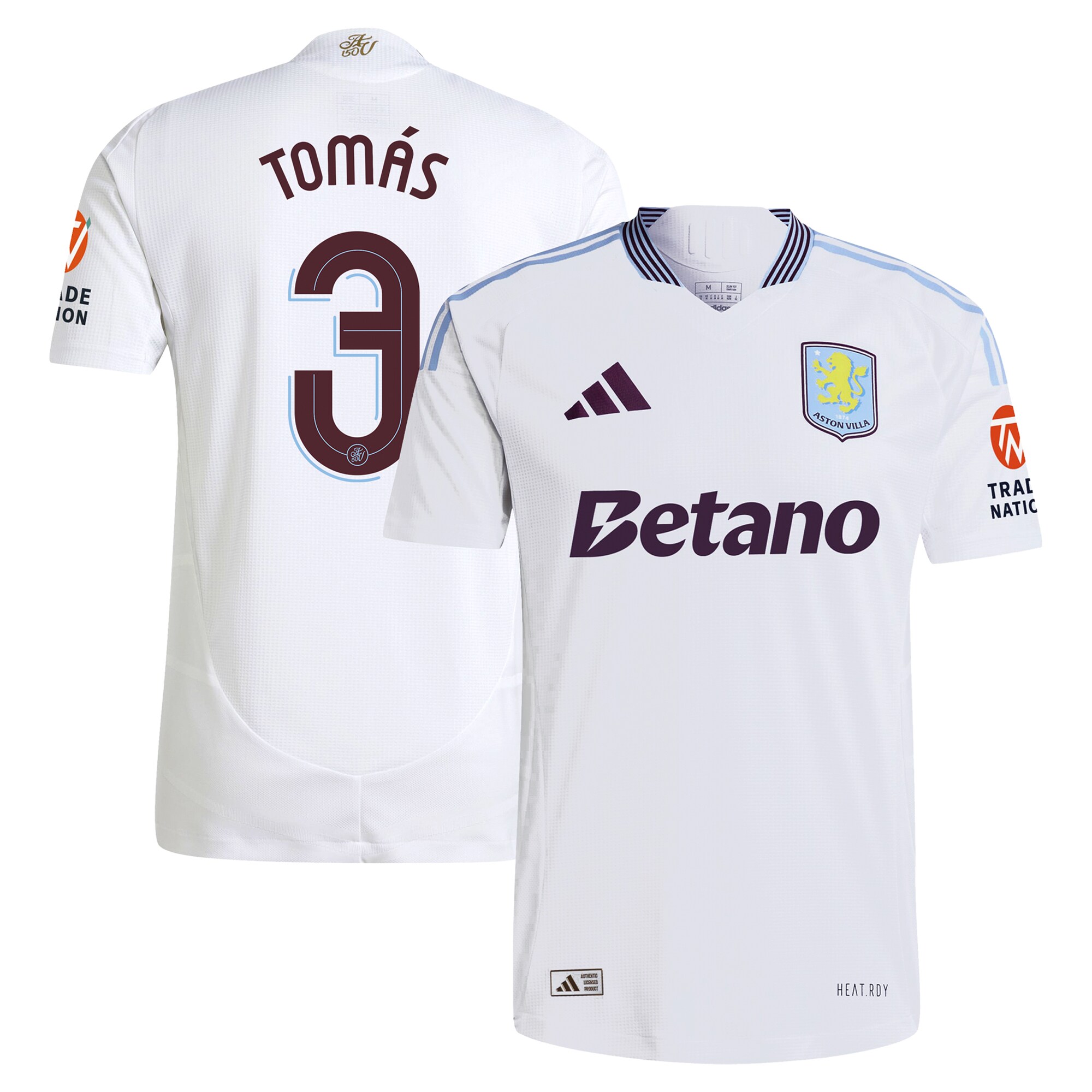 Aston Villa Jerseys - Official aston villa adidas away authentic shirt 2024-25 with tomás 3 cup printing Collection for AVFC Fans