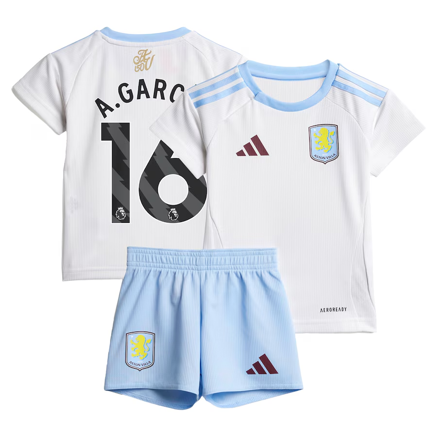 Aston Villa Jerseys - Official aston villa adidas away baby kit 2024-25 with a.garcía 16 printing Collection for AVFC Fans