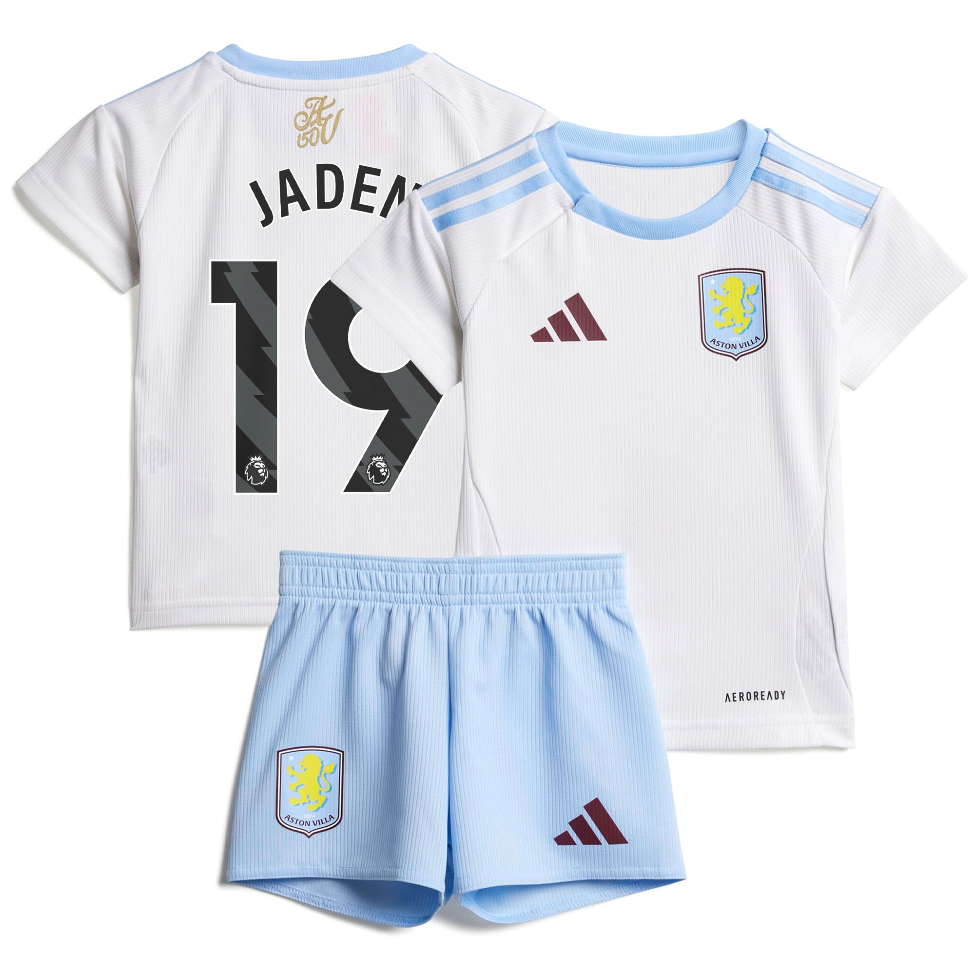 Aston Villa Jerseys - Official aston villa adidas away baby kit 2024-25 with jaden 19 printing Collection for AVFC Fans